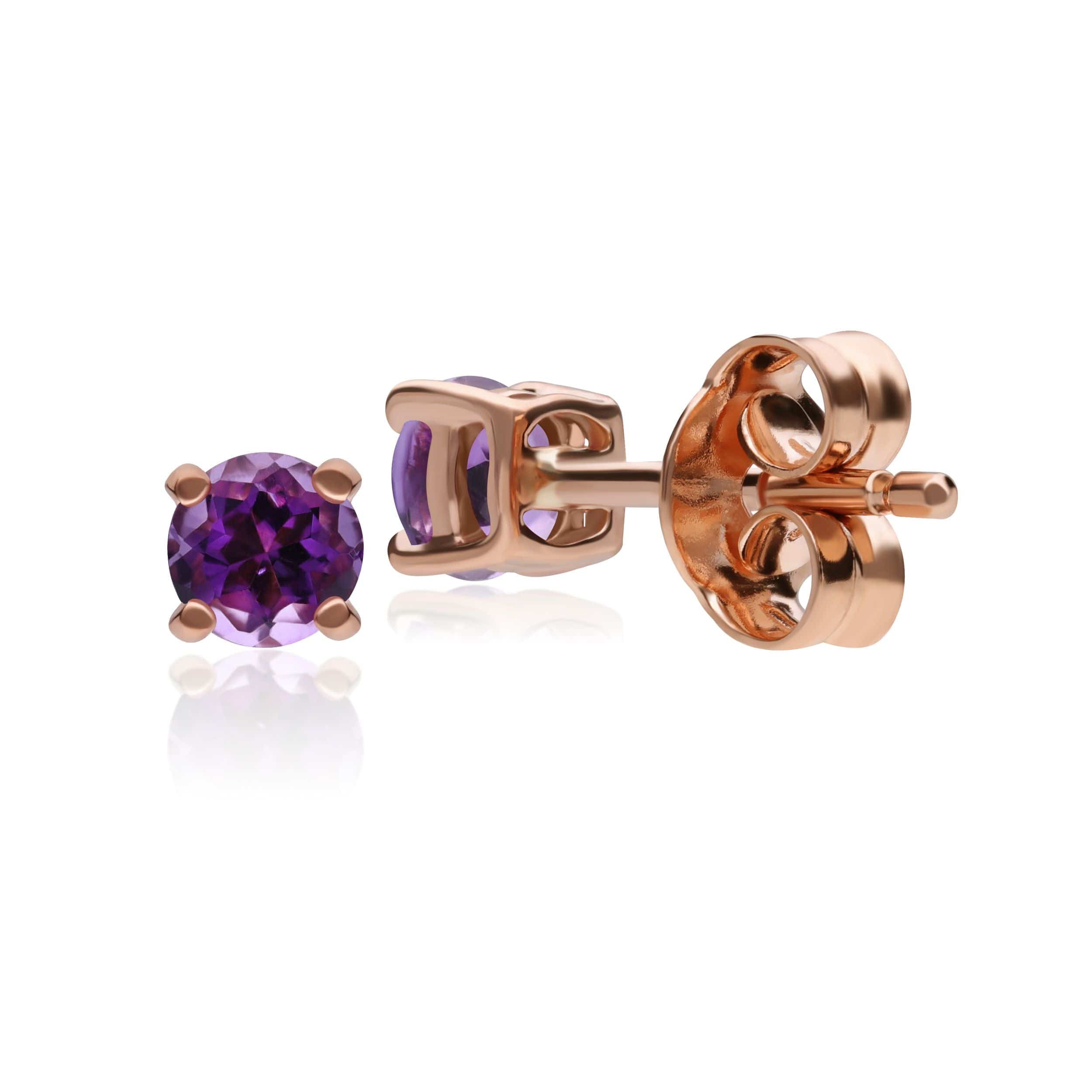 Classic Round Amethyst Claw Set Stud Earrings in 9ct Rose Gold