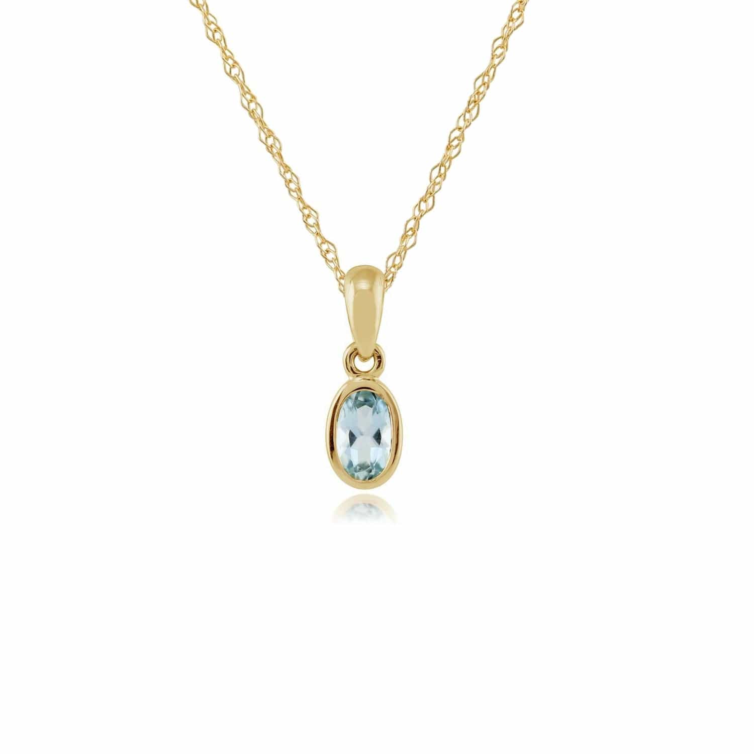 183P1120059 Classic Oval Aquamarine Pendant in 9ct Yellow Gold 1