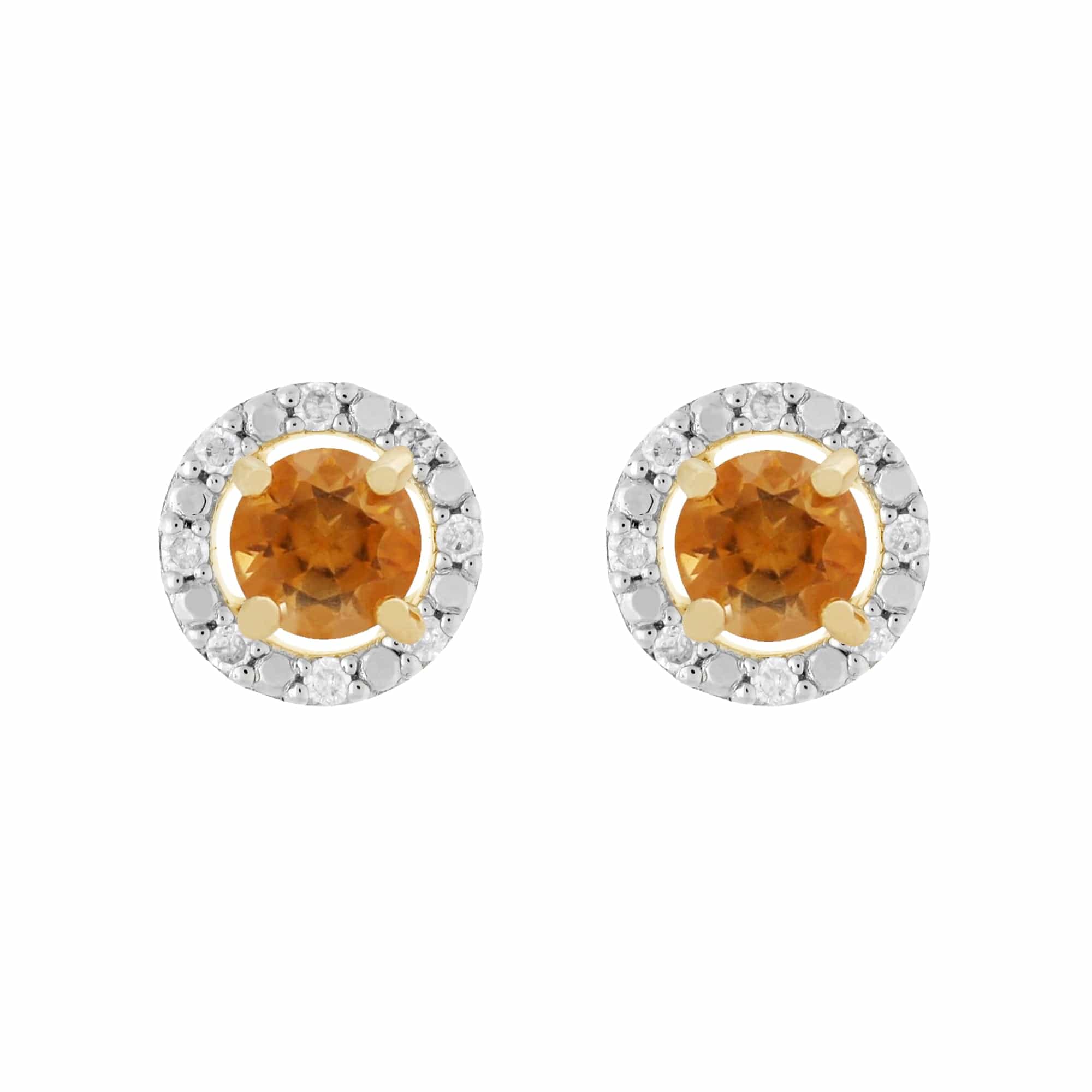 183E0083139-191E0376019 Classic Round Citrine Stud Earrings with Detachable Diamond Round Earrings Jacket Set in 9ct Yellow Gold 1