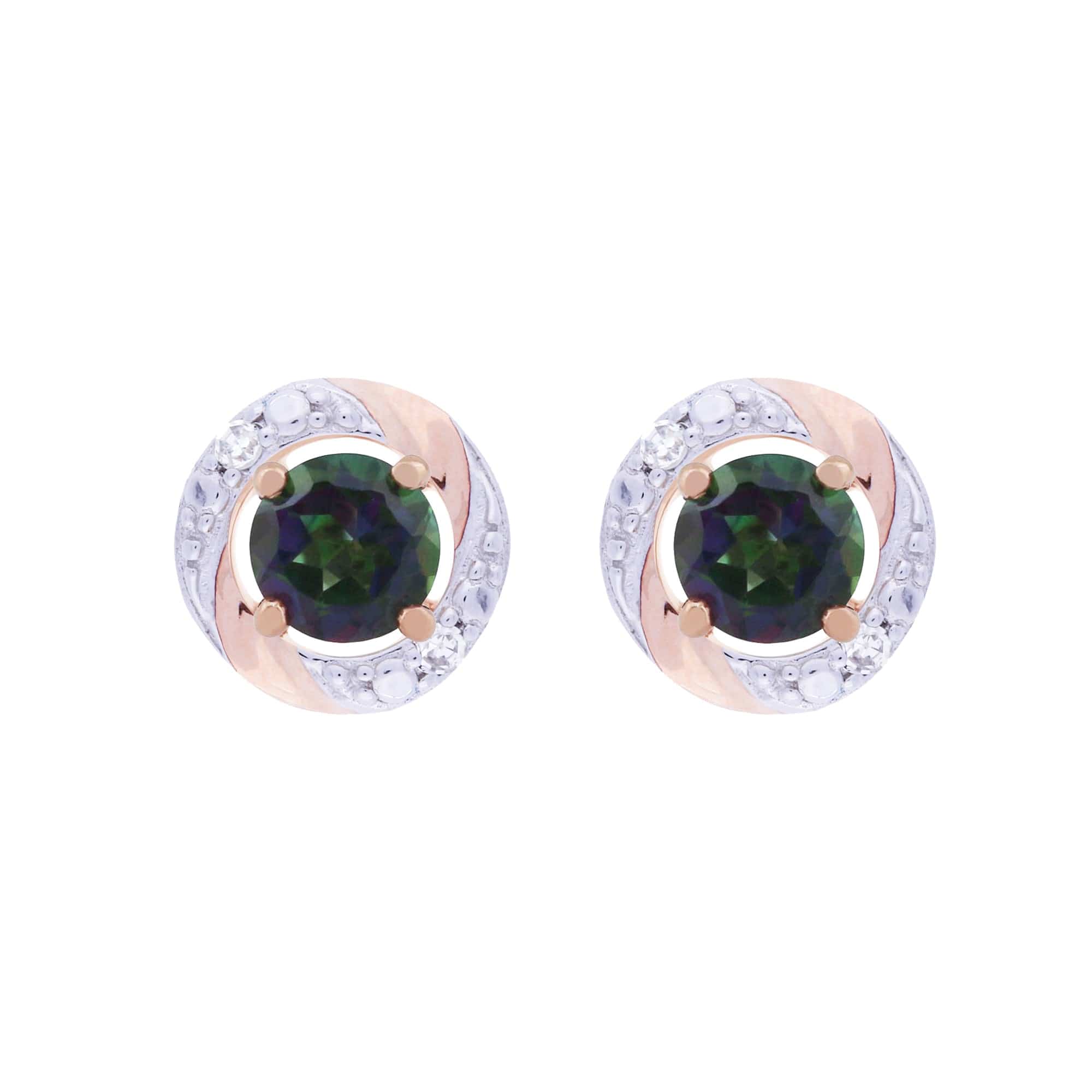 183E4316029-191E0378019 Classic Round Mystic Topaz Stud Earrings with Detachable Diamond Round Earrings Jacket Set in 9ct Rose Gold 1