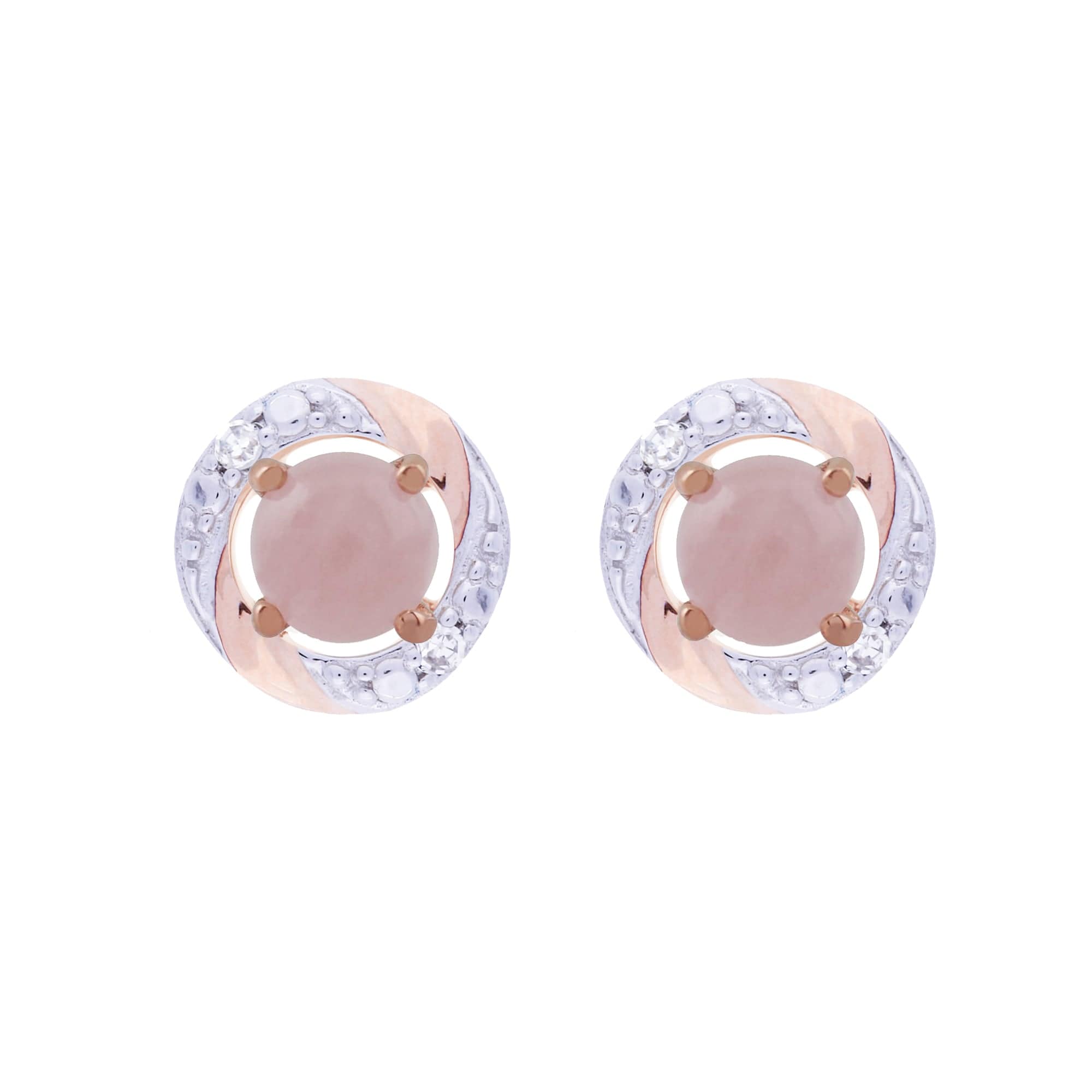 183E4316049-191E0378019 Classic Round Rose Quartz Stud Earrings with Detachable Diamond Round Earrings Jacket Set in 9ct Rose Gold 1