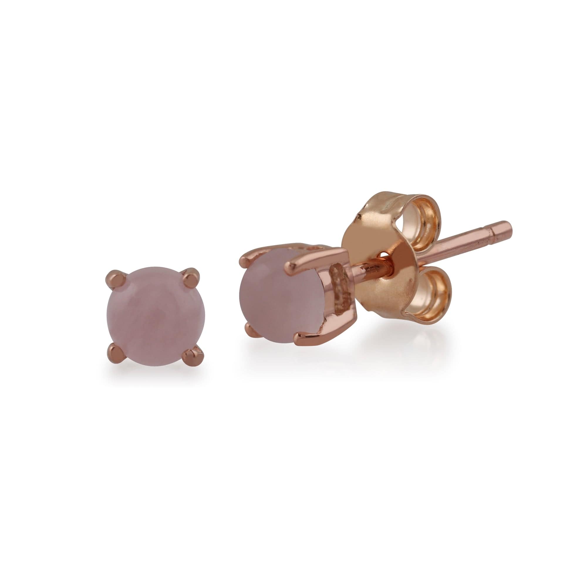 Classic Rose Quartz Stud Earrings & Diamond Square Ear Jacket Image 2