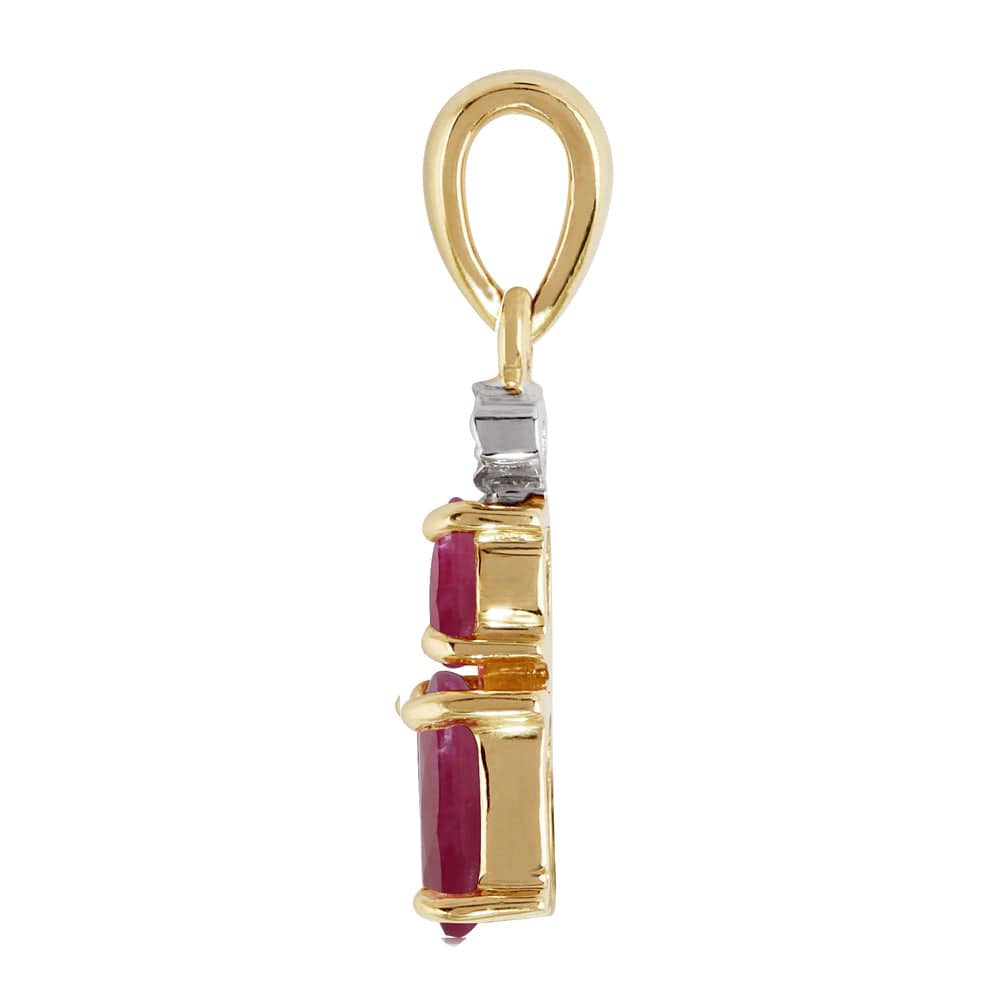 183P0576129 Classic Oval Ruby & Diamond Pendant in 9ct Yellow Gold 3