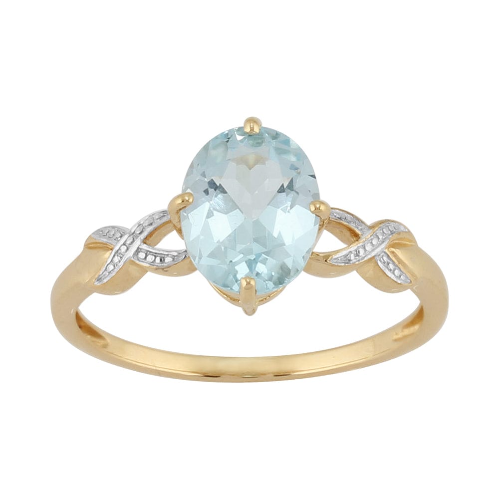 9ct Yellow Gold 1.95ct Natural Blue Topaz Classic Single Stone Style Ring Image 1