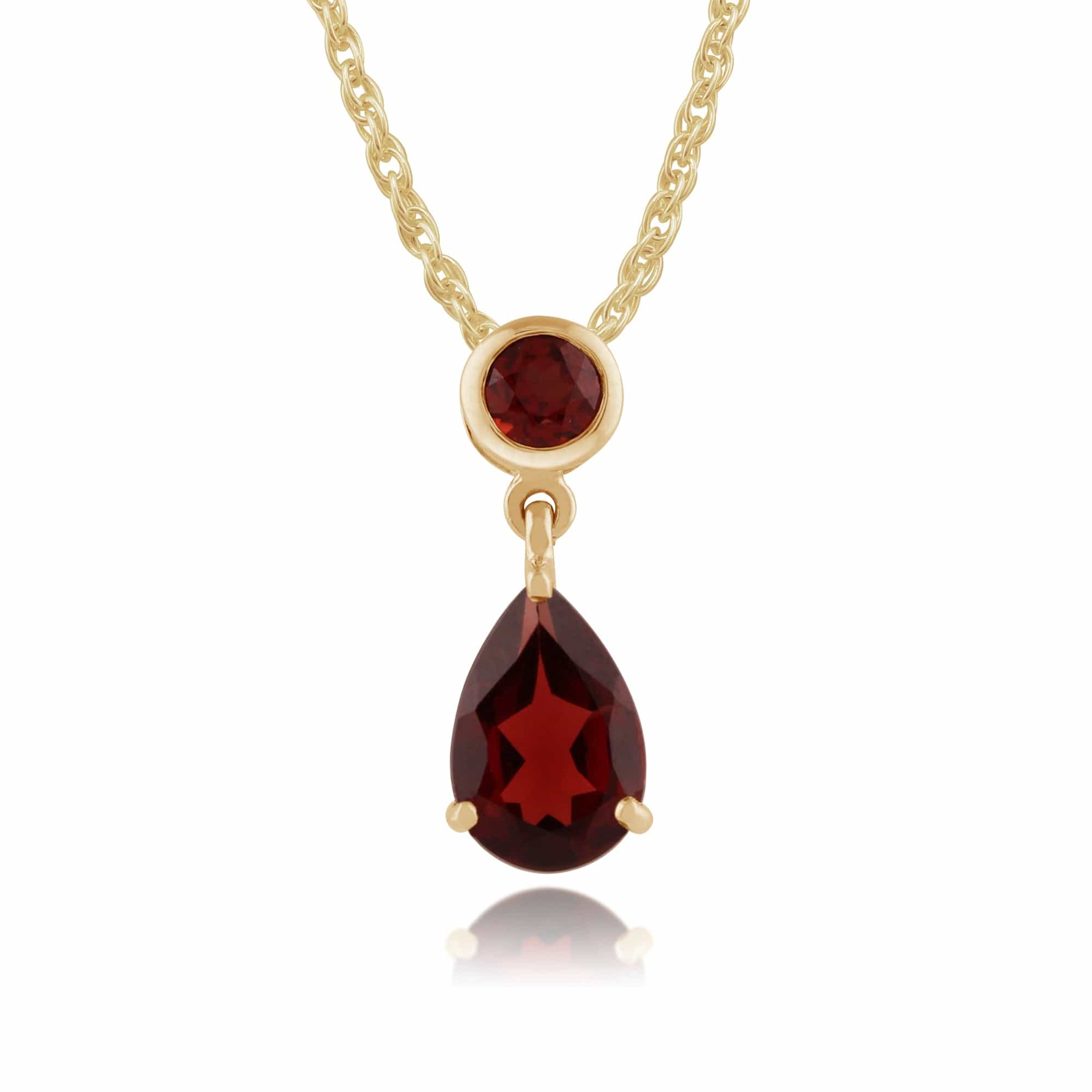 Classic Pear Garnet Pendant in 9ct Yellow Gold - Gemondo