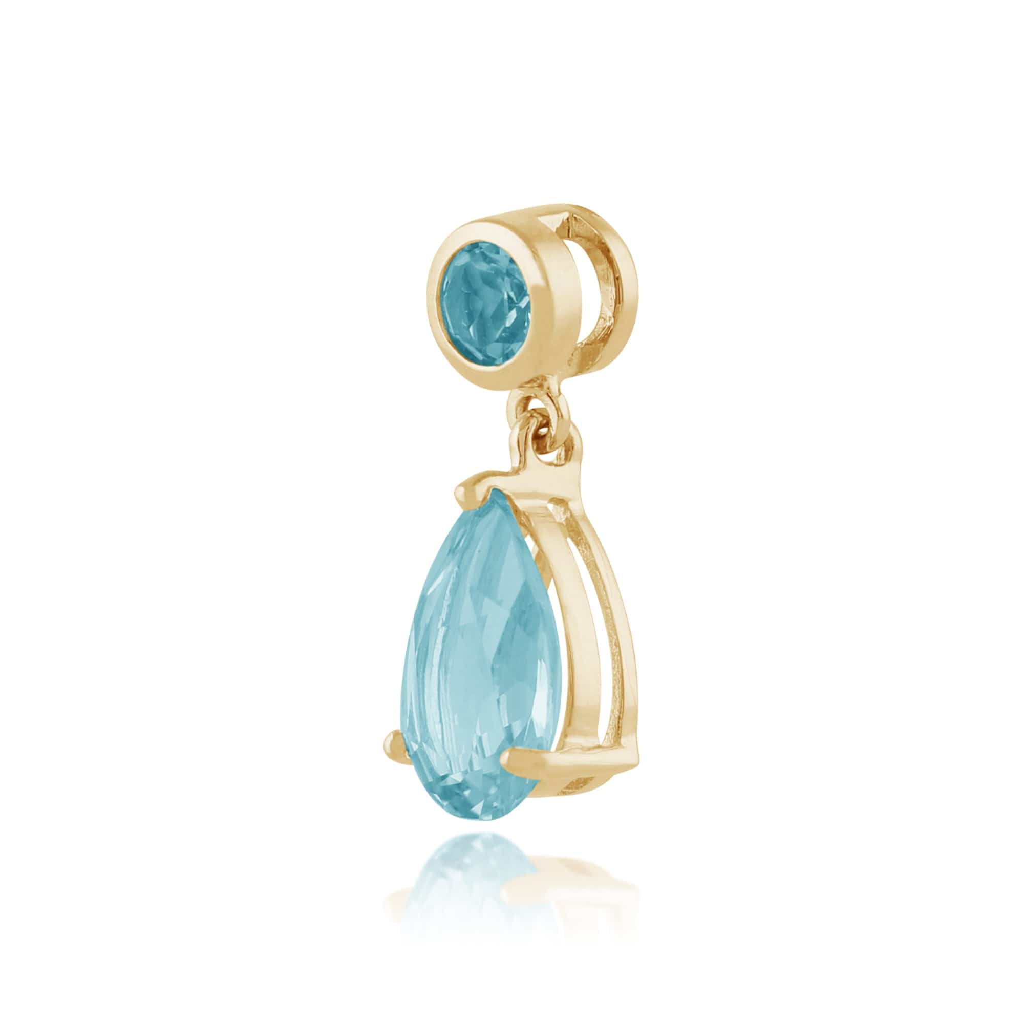 Classic Pear Blue Topaz Pendant in 9ct Yellow Gold - Gemondo