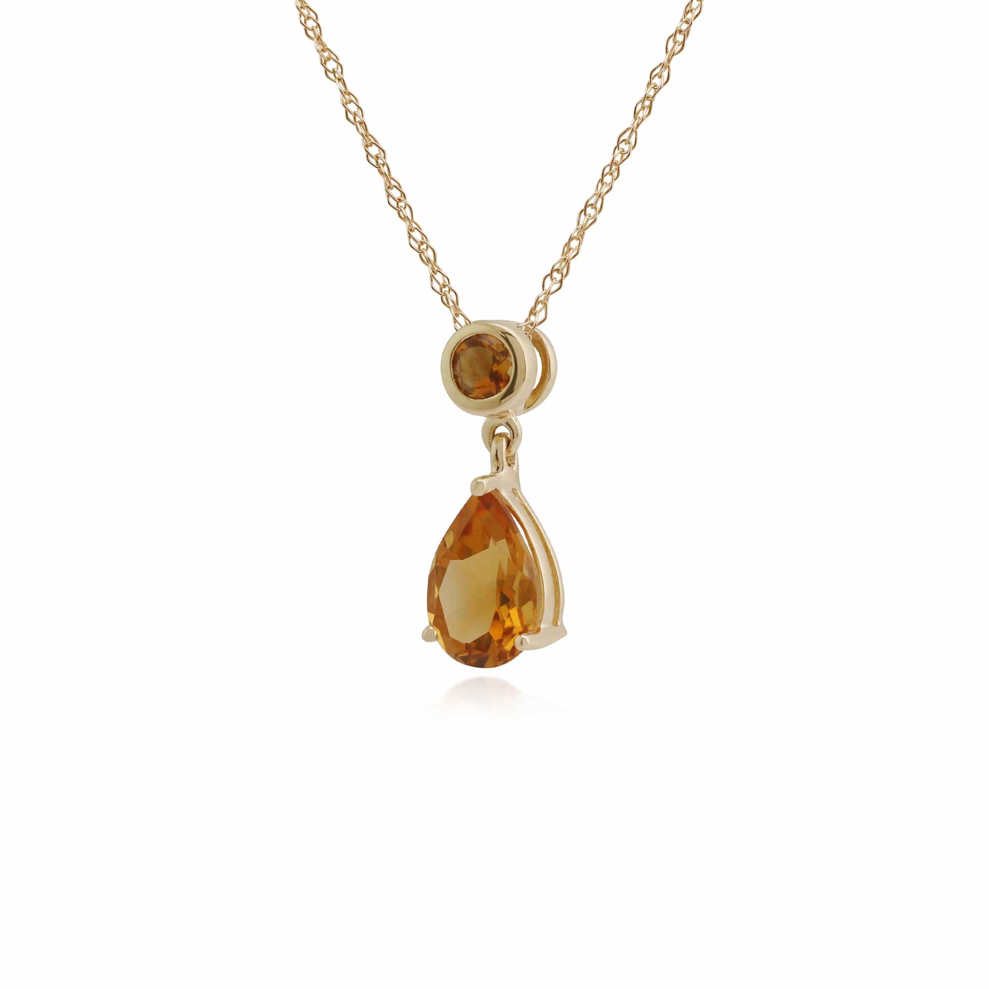 186P0188069 Classic Pear & Round Citrine Pendant in 9ct Yellow Gold 2