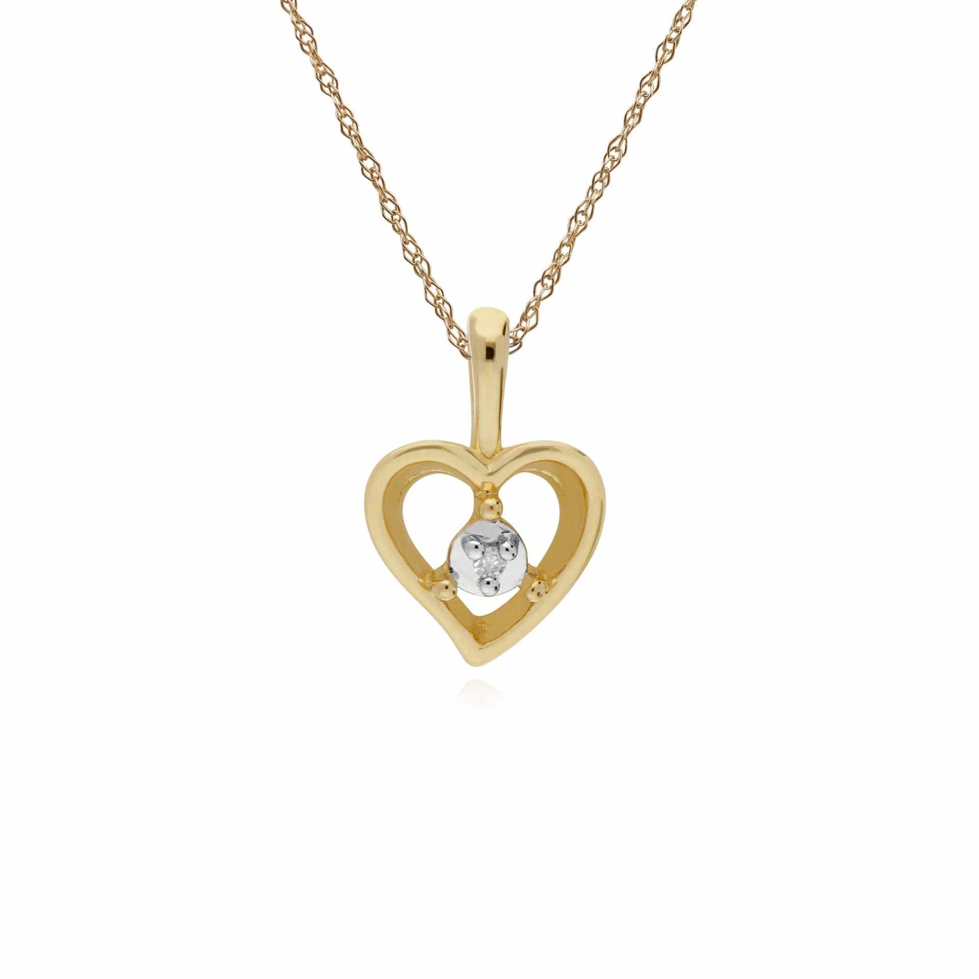 191P0727019 Gemondo 9ct Yellow Gold Diamond Single Stone Heart 45cm Necklace 1