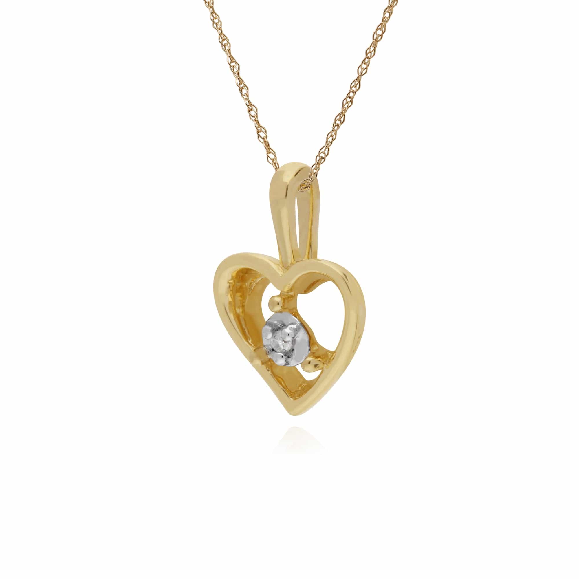 191P0727019 Gemondo 9ct Yellow Gold Diamond Single Stone Heart 45cm Necklace 2