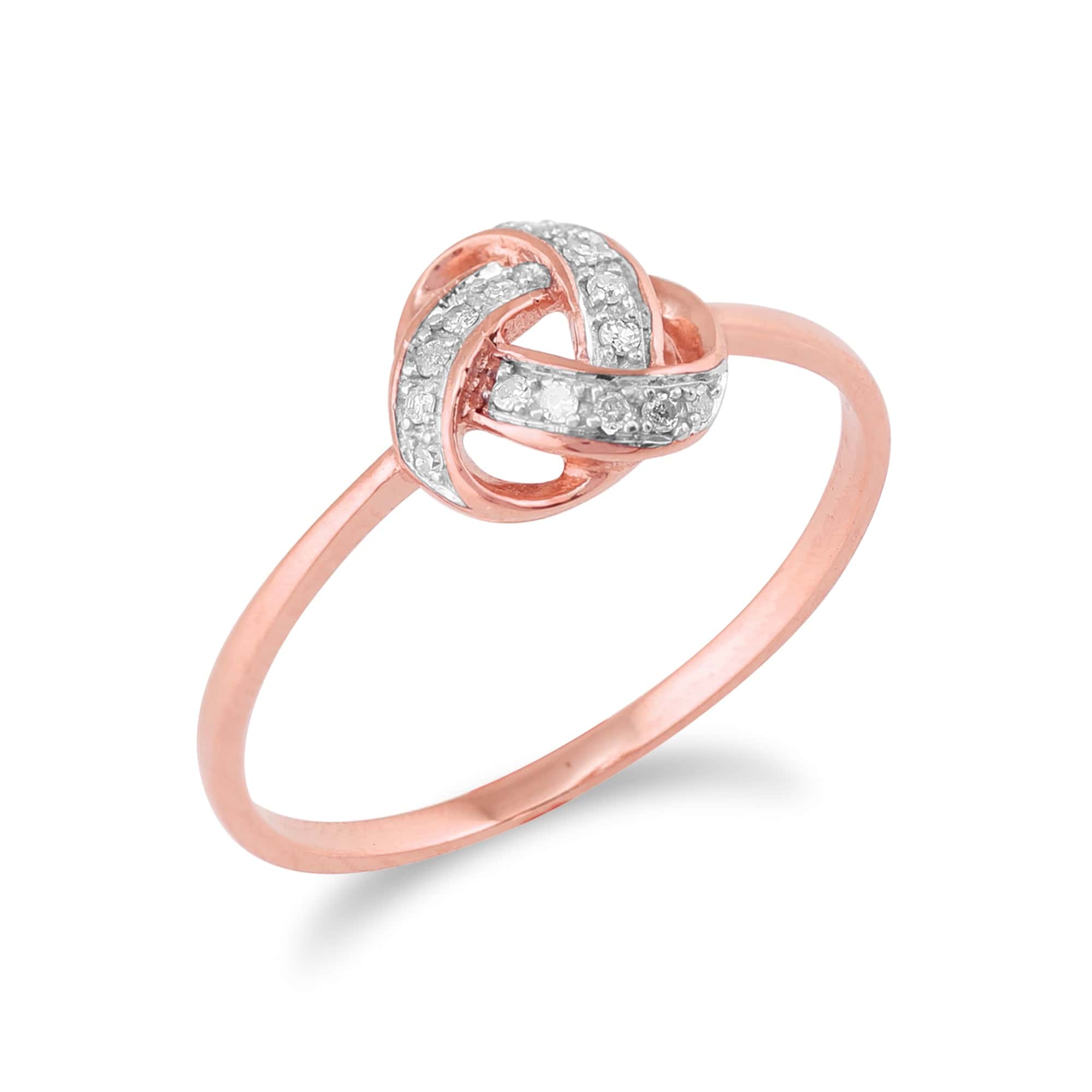 Classic Diamond Love Knot Ring in 9ct Rose Gold
