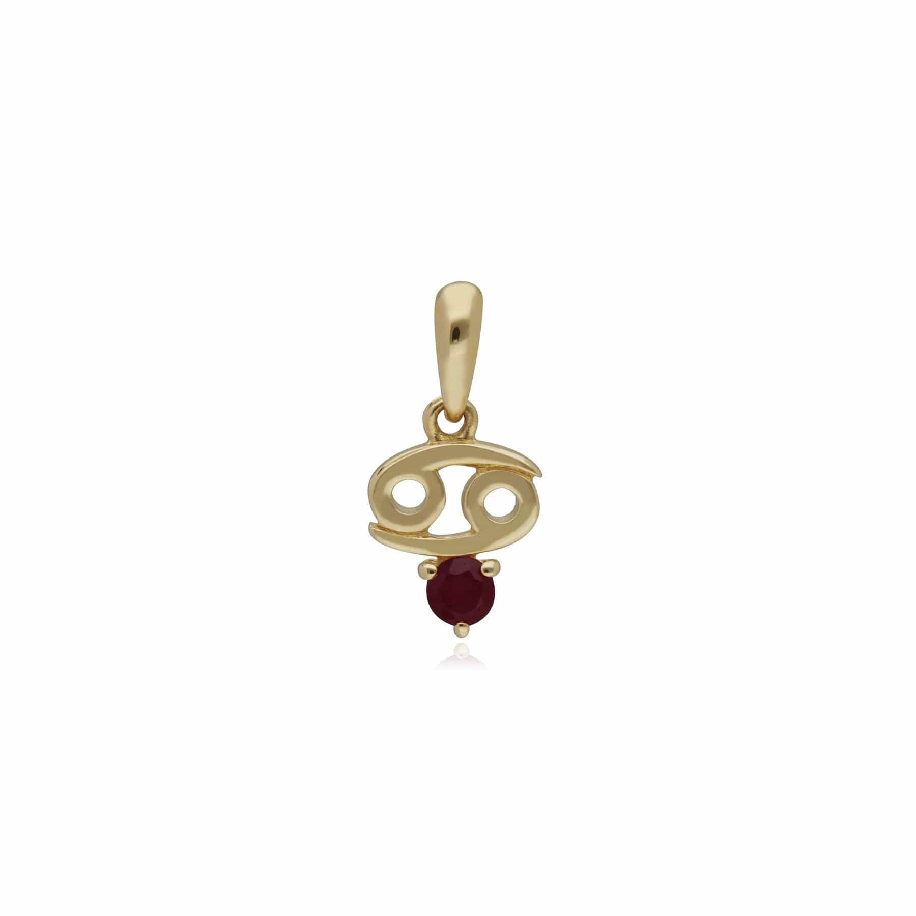 135P1998019 Ruby Cancer Zodiac Charm Necklace in 9ct Yellow Gold 3