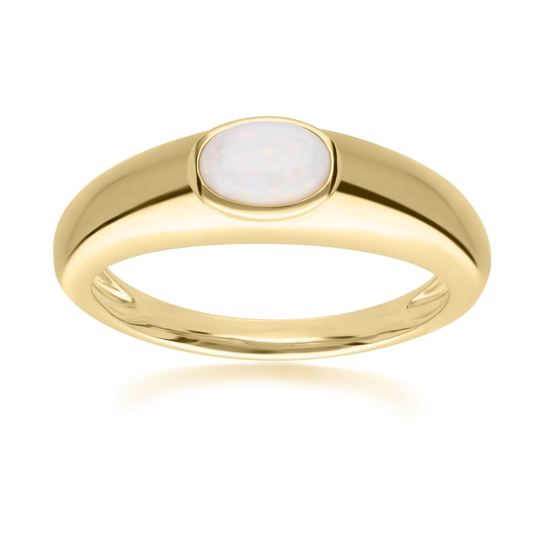 Modern Classic Oval Opal Ring in 18ct Gold Plated Silver - Gemondo