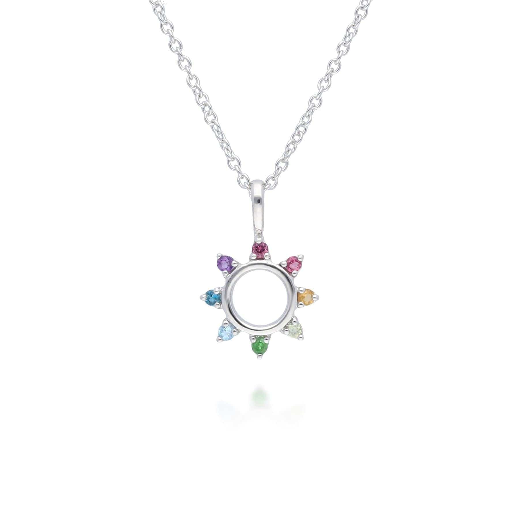 270N036801925 Rainbow Sunburst Necklace in 925 Sterling Silver 1