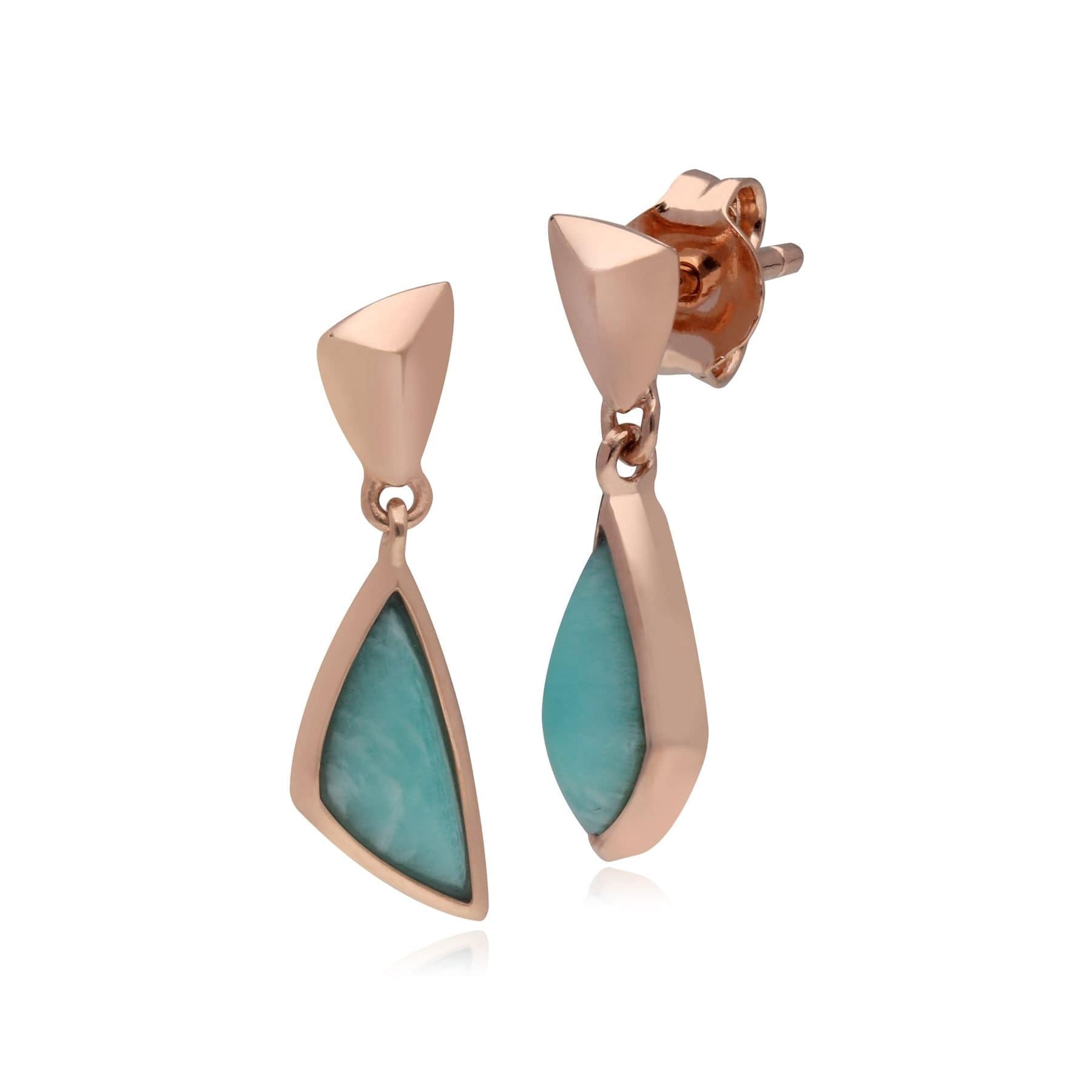 270E029002925 Micro Statement Amazonite Drop Earrings in Rose Gold PlatedSilver 1