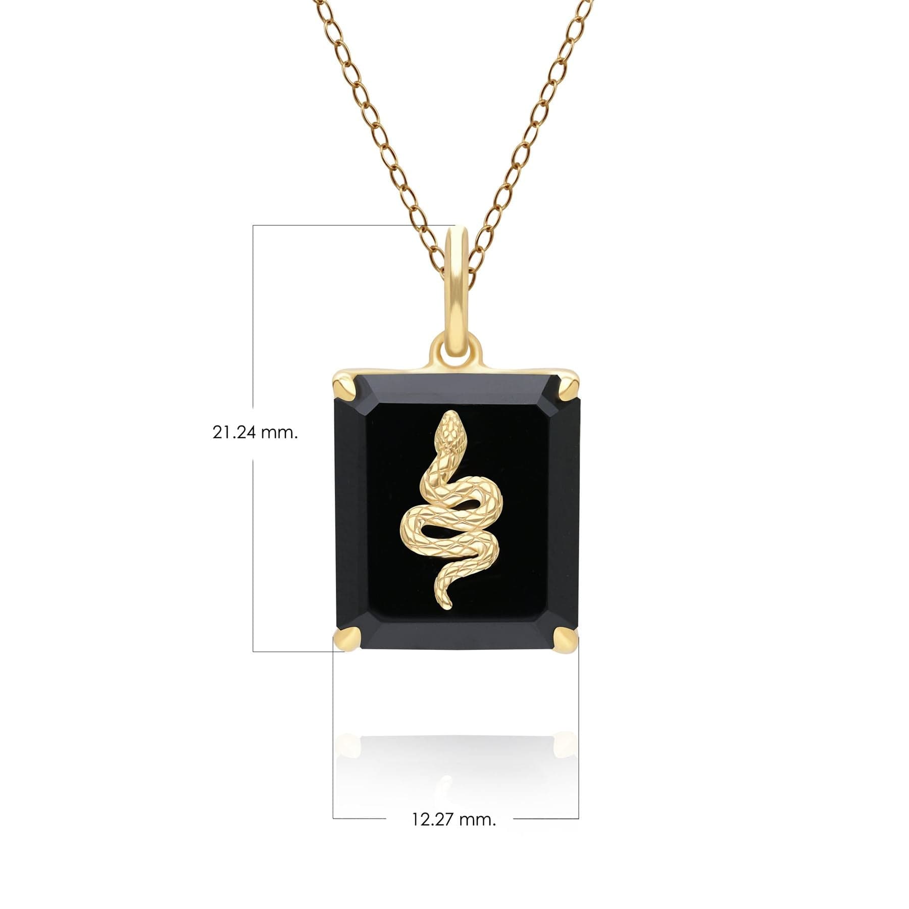 Grand Deco Black Onyx Snake Pendant in Gold Plated Sterling Silver - Gemondo