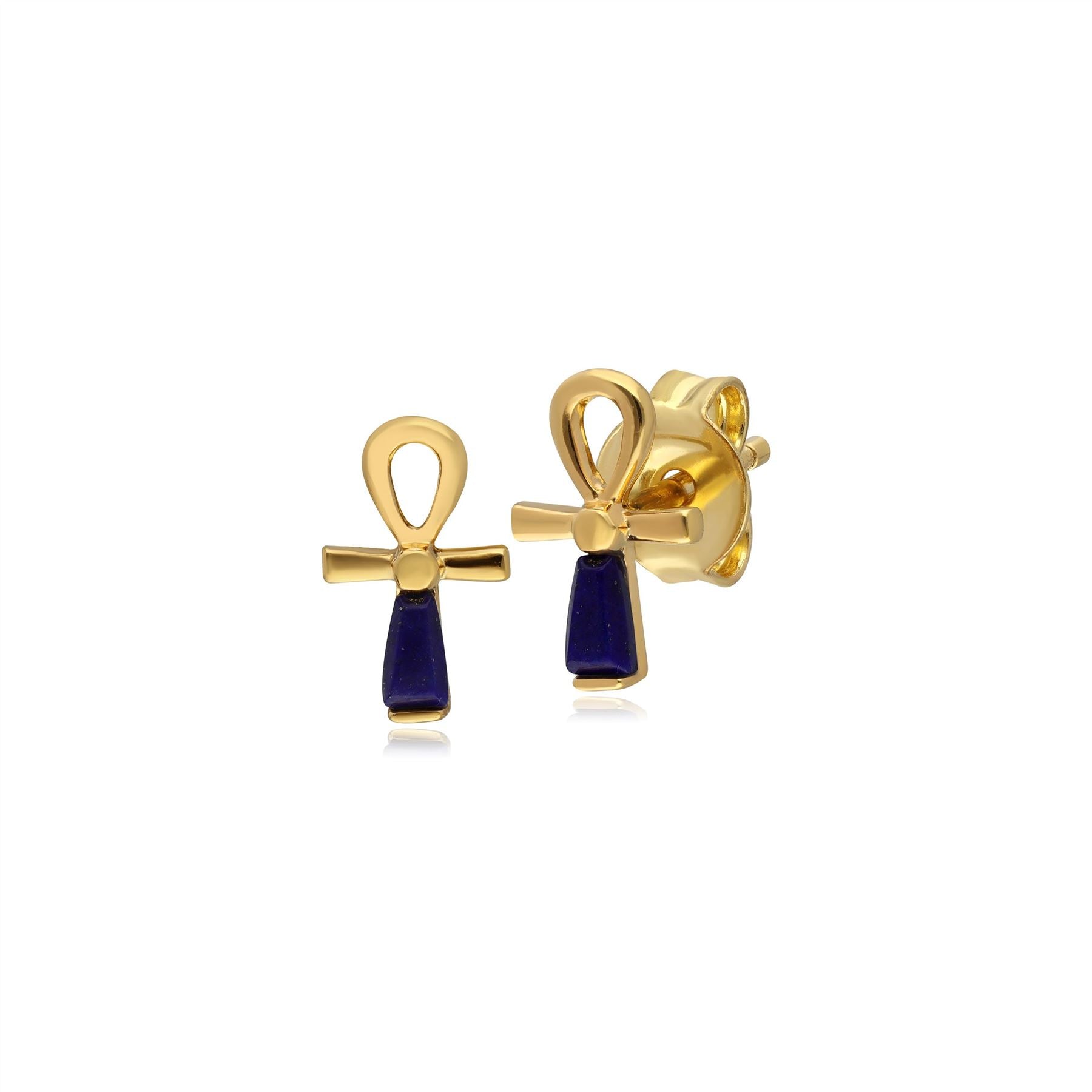 ECFEW™ Lapis Lazuli Ankh Stud Earrings
