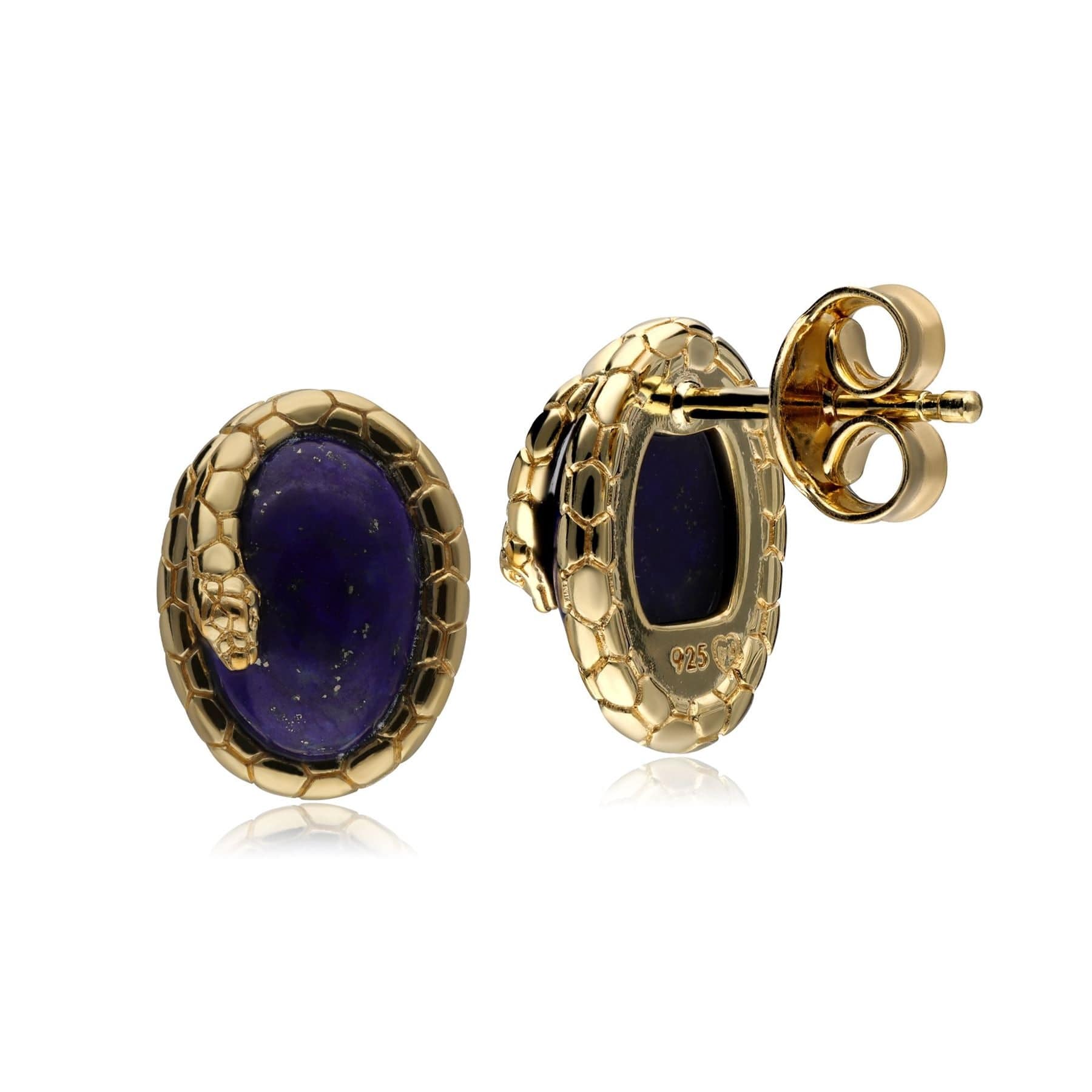 253E317603925 ECFEW™ Lapis Lazuli Winding Snake Stud Earrings In Sterling Silver 3