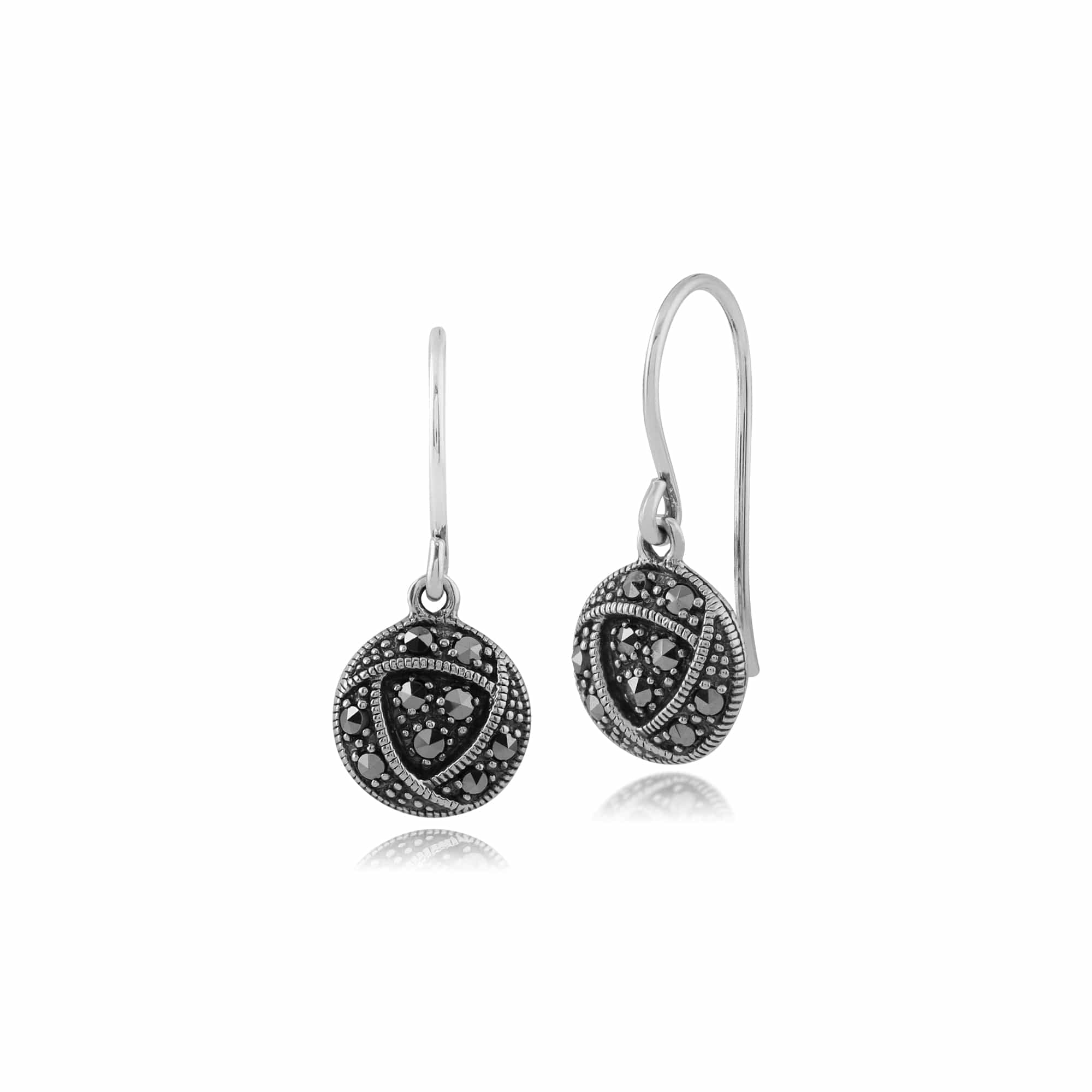 Rennie Mackintosh Marcasite Rose Drop Earrings & Pendant Set Image 2