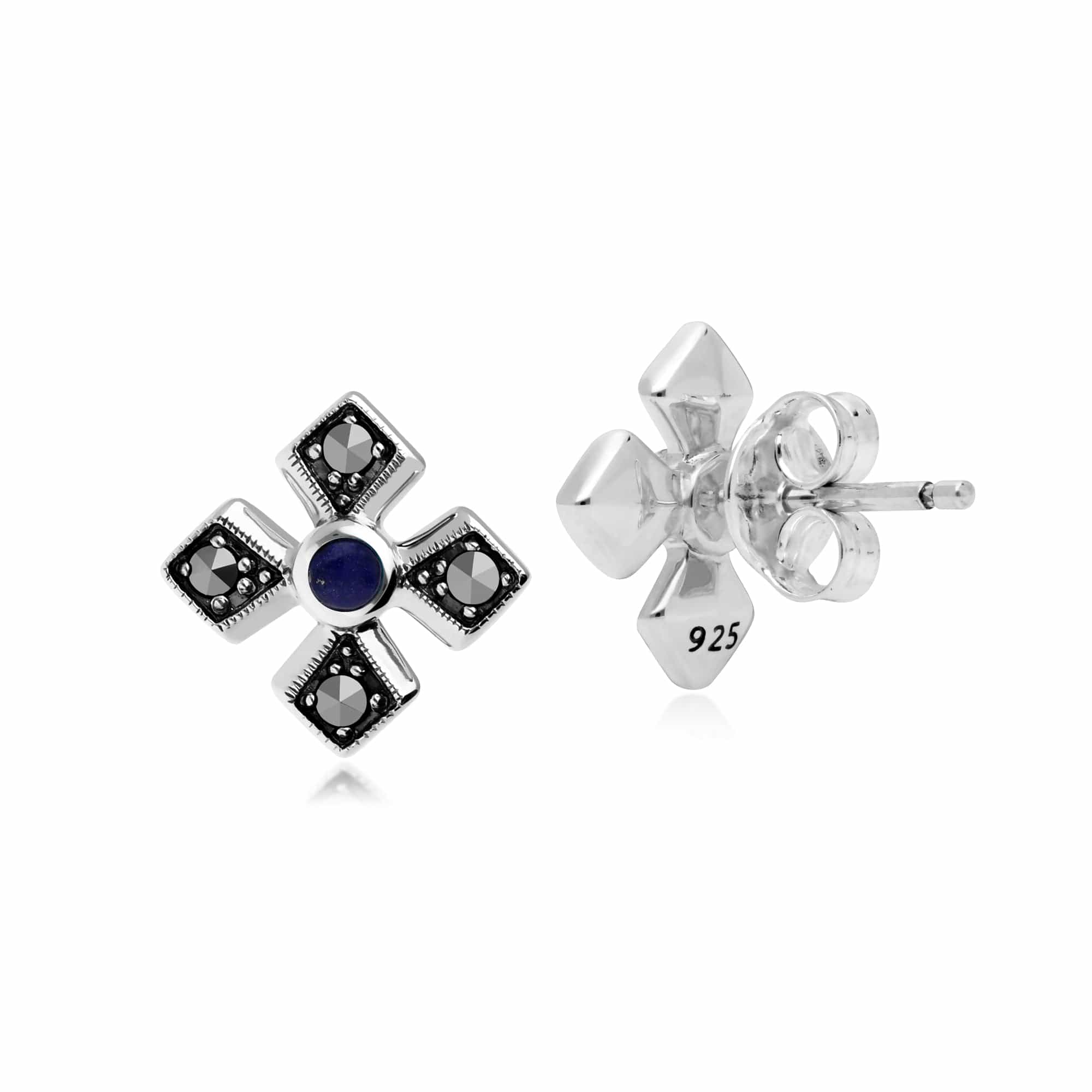 Gemondo Sterling Silver Marcasite & Lapis Lazuli Earring - Gemondo