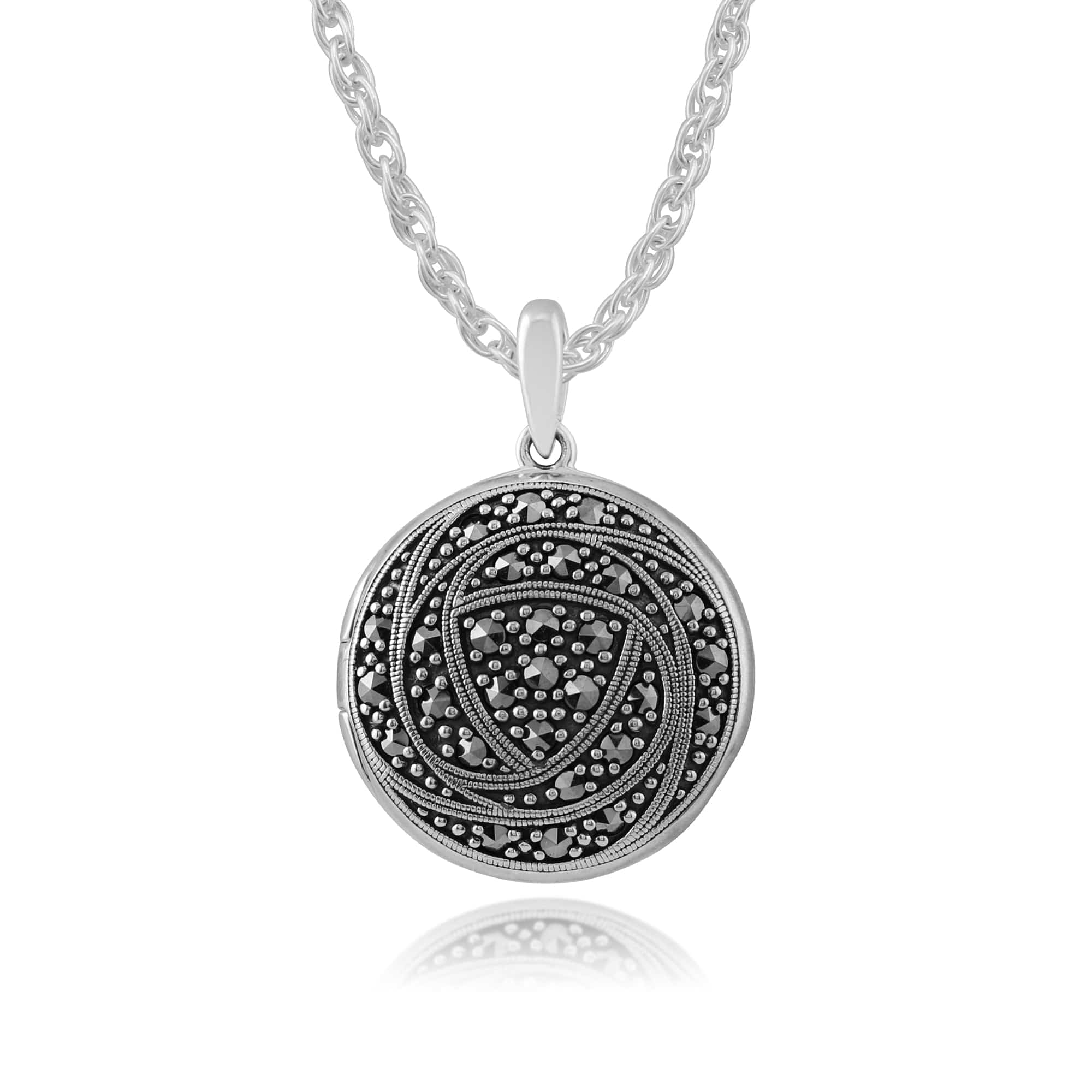 Rennie Mackintosh Marcasite Rose Drop Earrings & Pendant Set Image 3