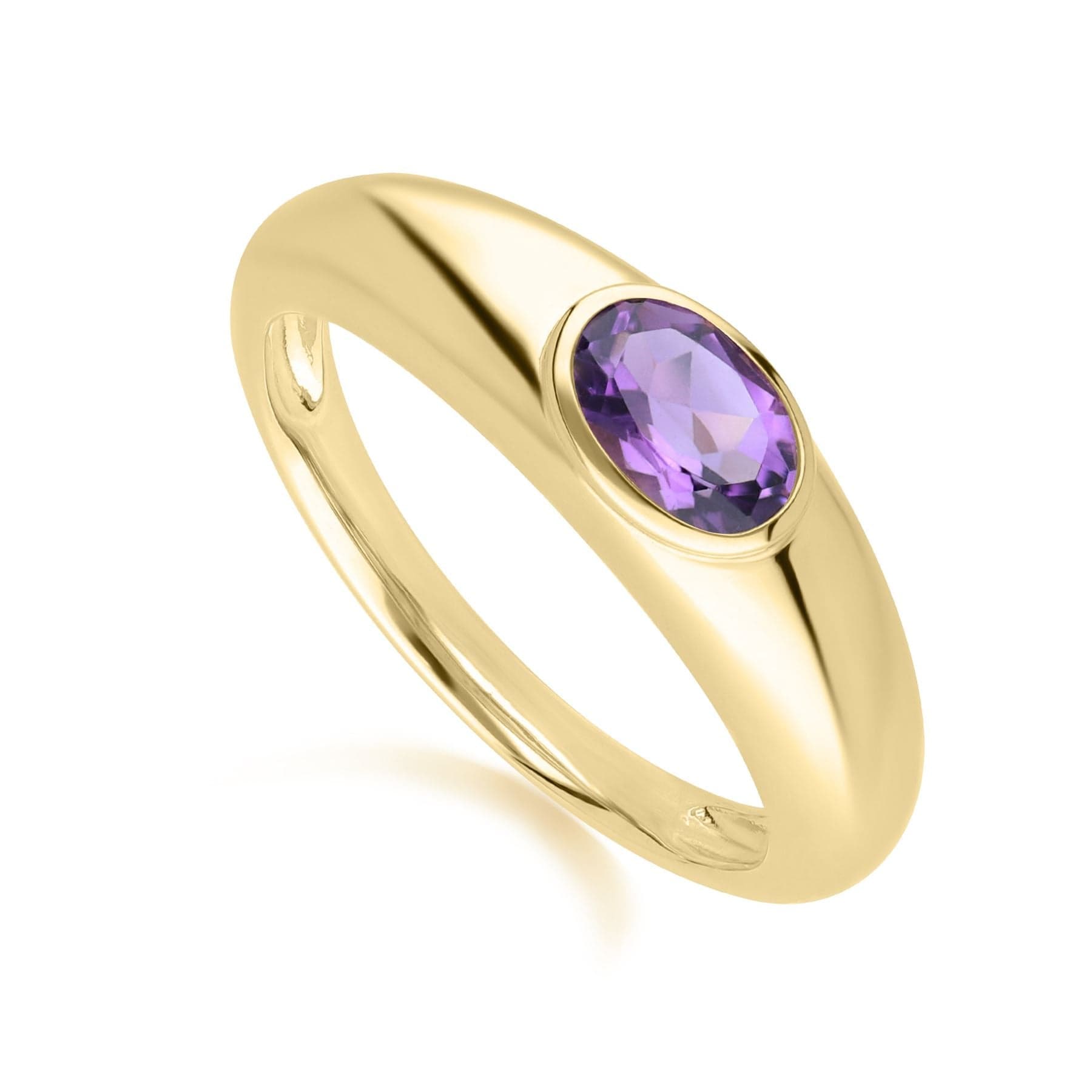 270R065103925 Modern Classic Oval Amethyst Ring in 18ct Gold Plated Silver 3