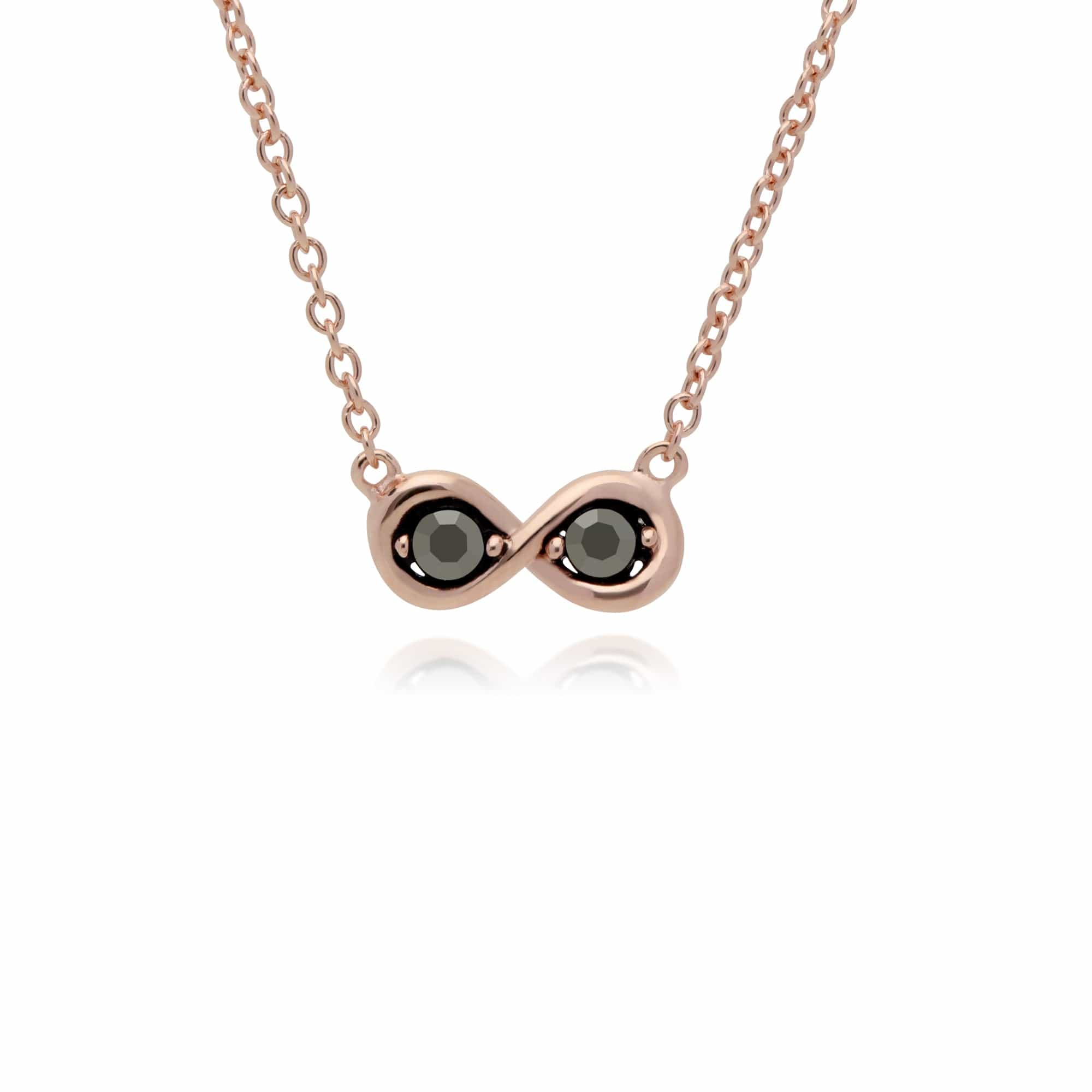 224N017801925 Rose Gold Plated Round Marcasite Infinity Necklace in 925 Sterling Silver 1