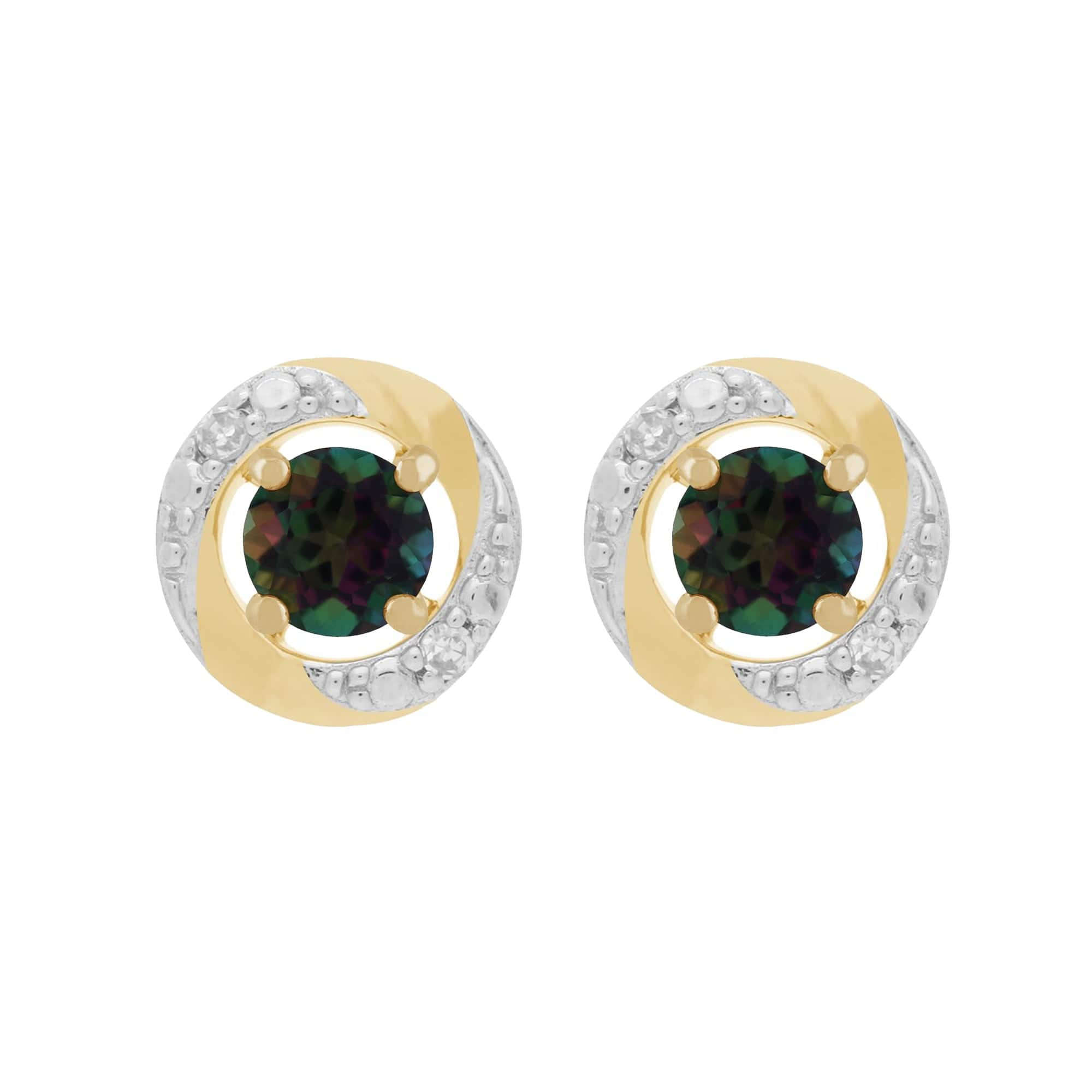22523-191E0374019 Round Mystic Topaz Stud Earrings with Detachable Diamond Halo Jacket in 9ct  Gold 1