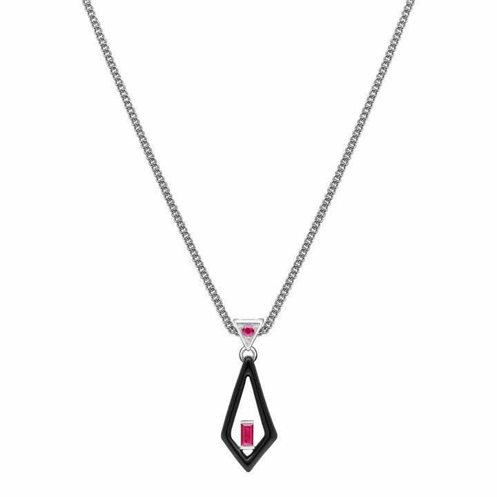162P0263019 Grand Deco Enamel & Ruby Pendant in 9ct White Gold 1