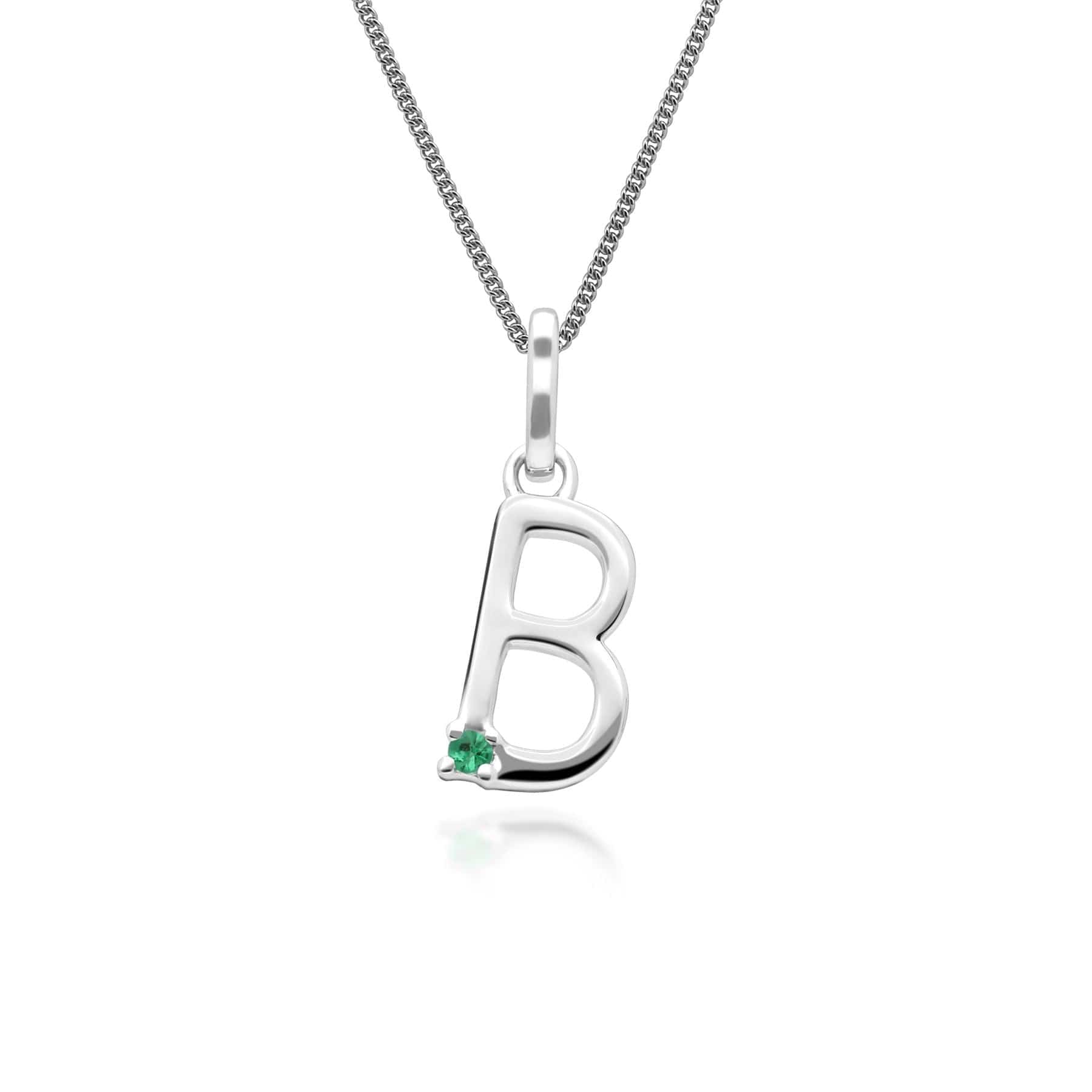 162P0245019 Initial Emerald Letter Charm Necklace in 9ct White Gold 3