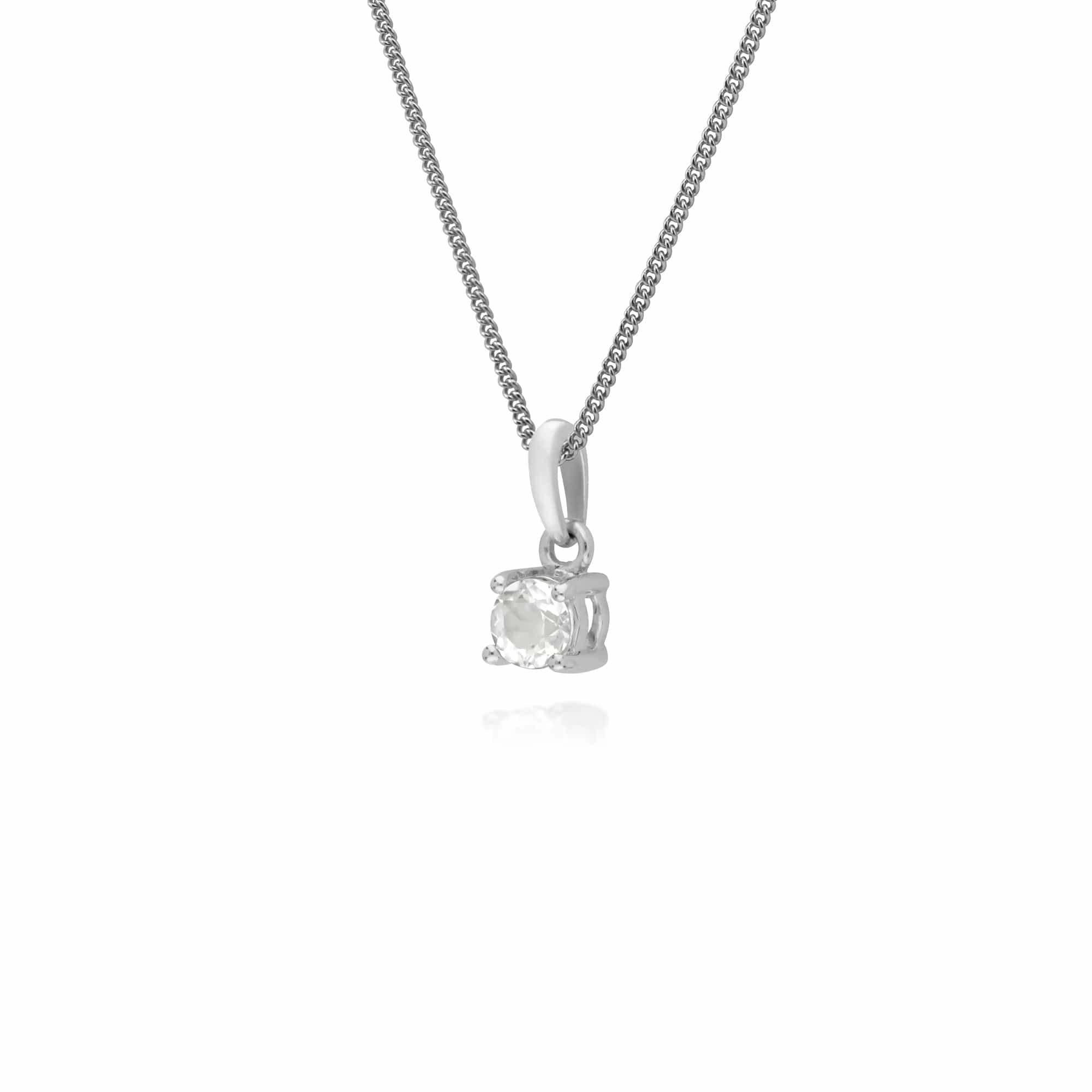 253P257801925 Sterling Silver Round White Topaz 45cm Necklace 2