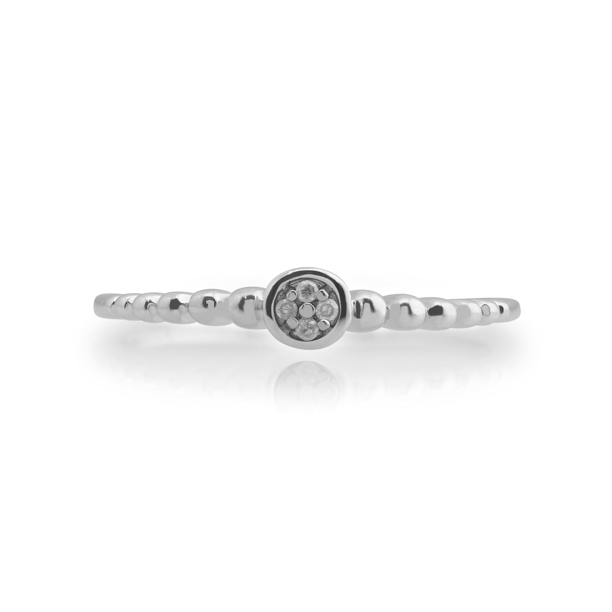 Essential Round Diamond Bezel Set Stack Ring in 925 Sterling Silver - Gemondo