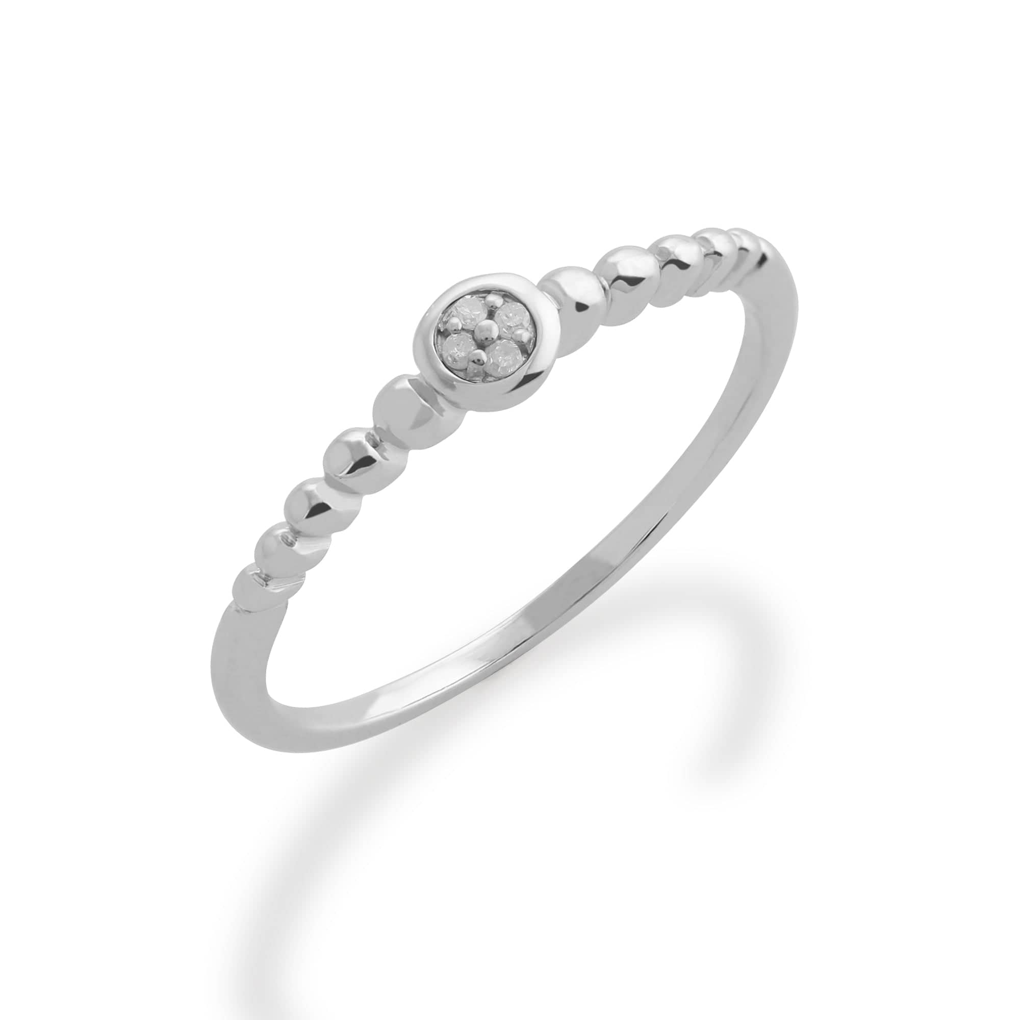 Essential Round Diamond Bezel Set Stack Ring in 925 Sterling Silver - Gemondo