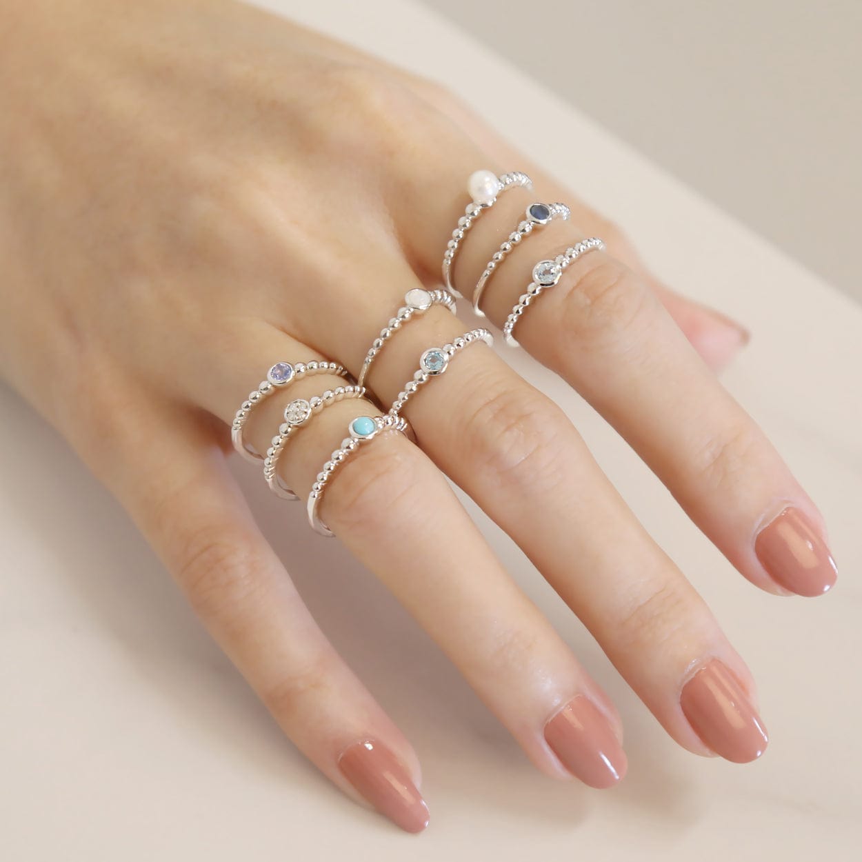 Essential Round Diamond Bezel Set Stack Ring in 925 Sterling Silver - Gemondo