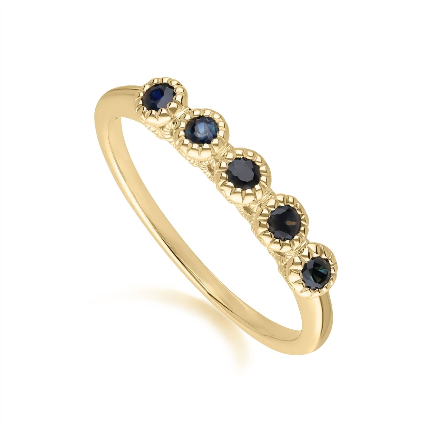 135R2046019 Classic Round Sapphire Five Stone Eternity Ring in 9ct Yellow Gold 3