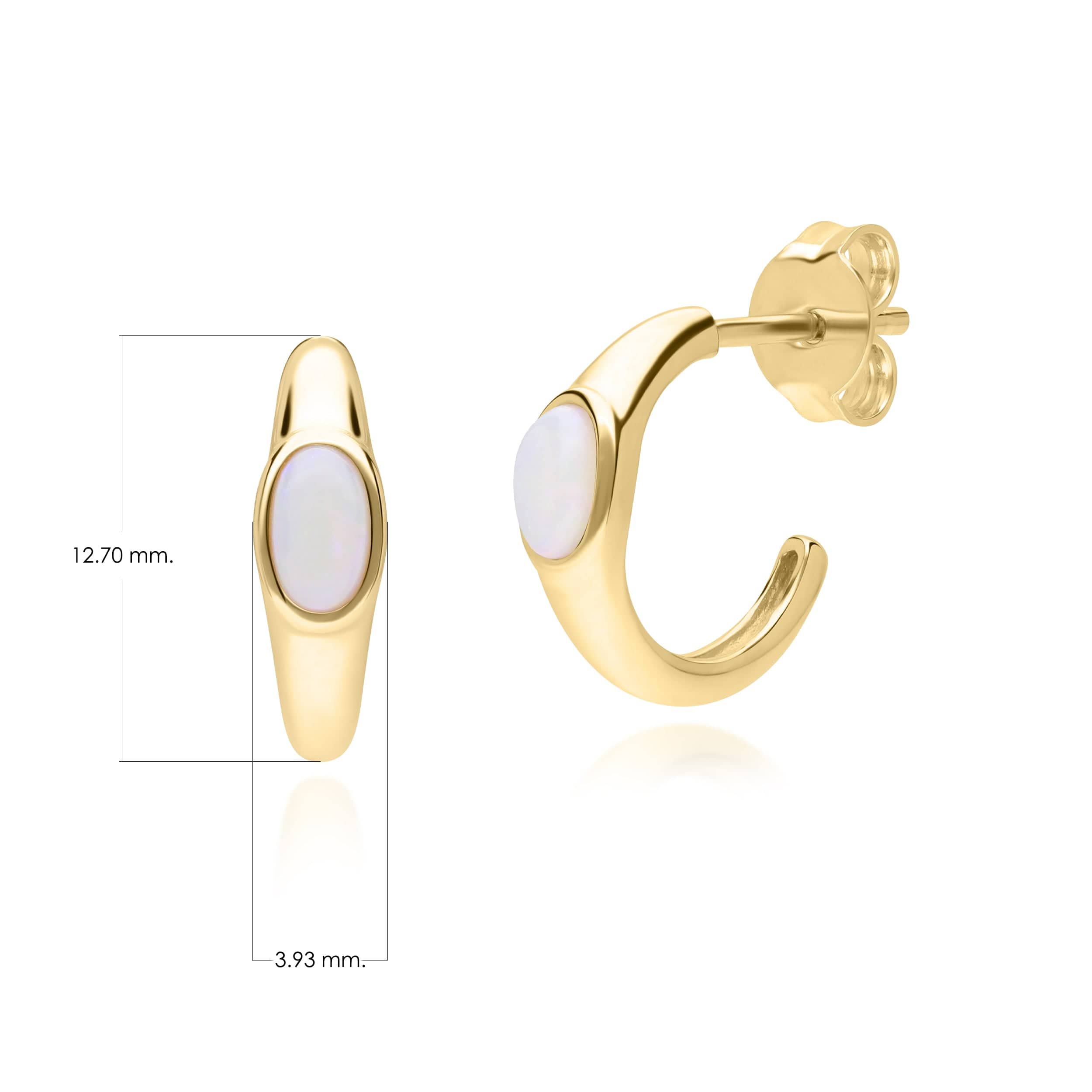 270E036801925 Modern Classic Oval Opal Stud Earrings in 18ct Gold Plated Silver 4