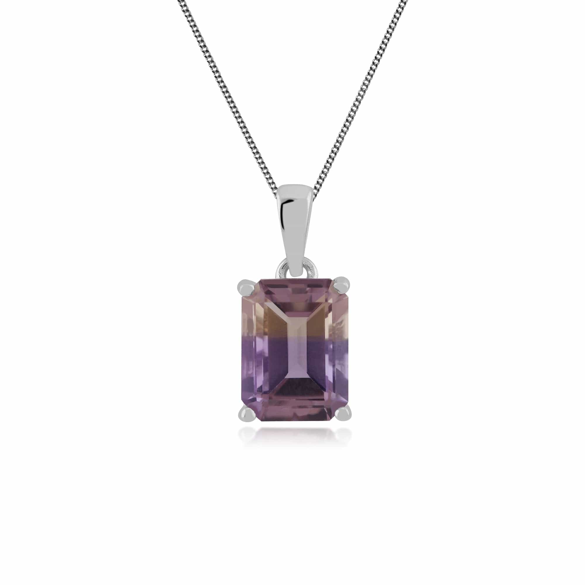 270P022902925 Classic Octagon Ametrine Claw Set Pendant in 925 Sterling Silver 1