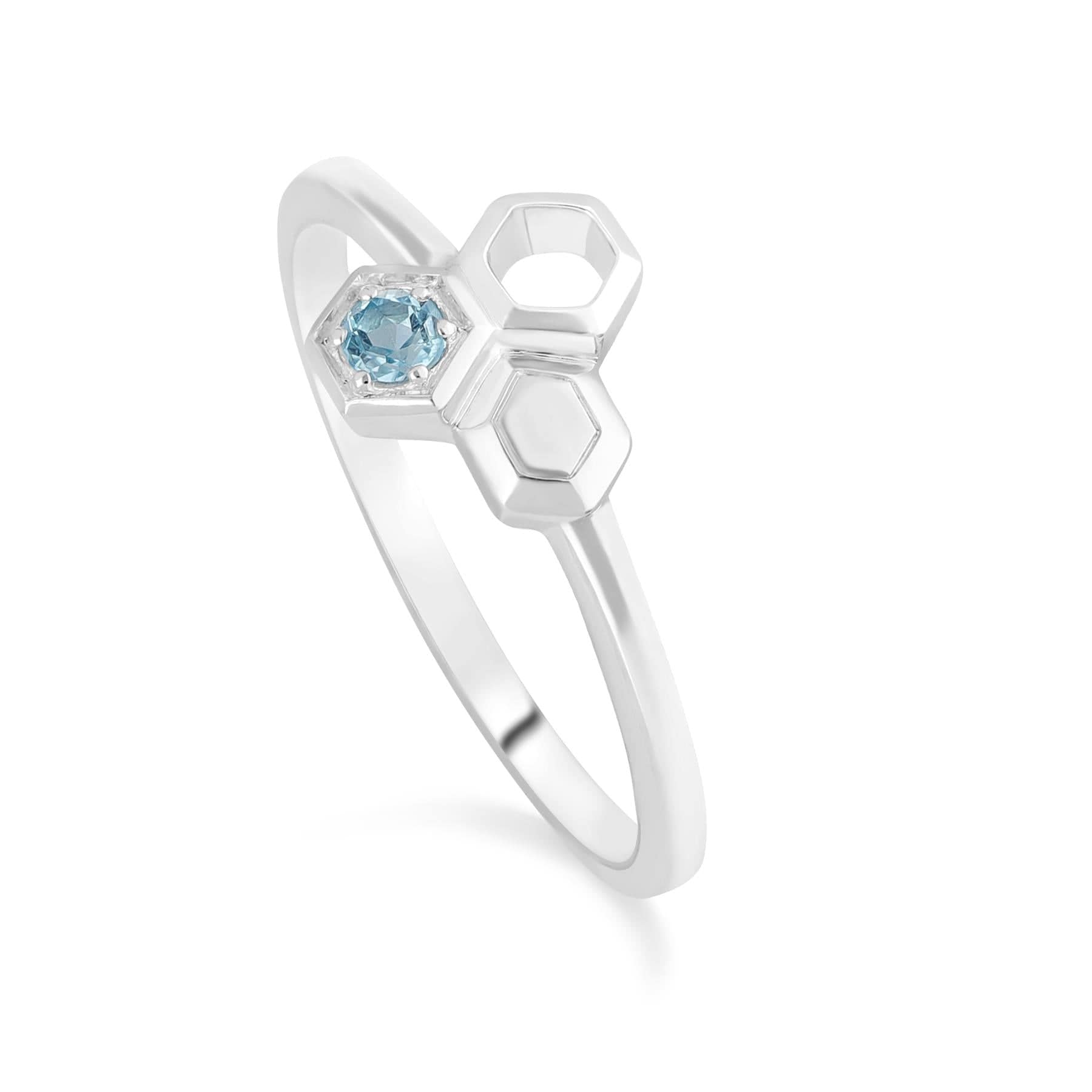 270R057201925 Gemondo Honeycomb Inspired Blue Topaz Ring in 925 Sterling Silver 1