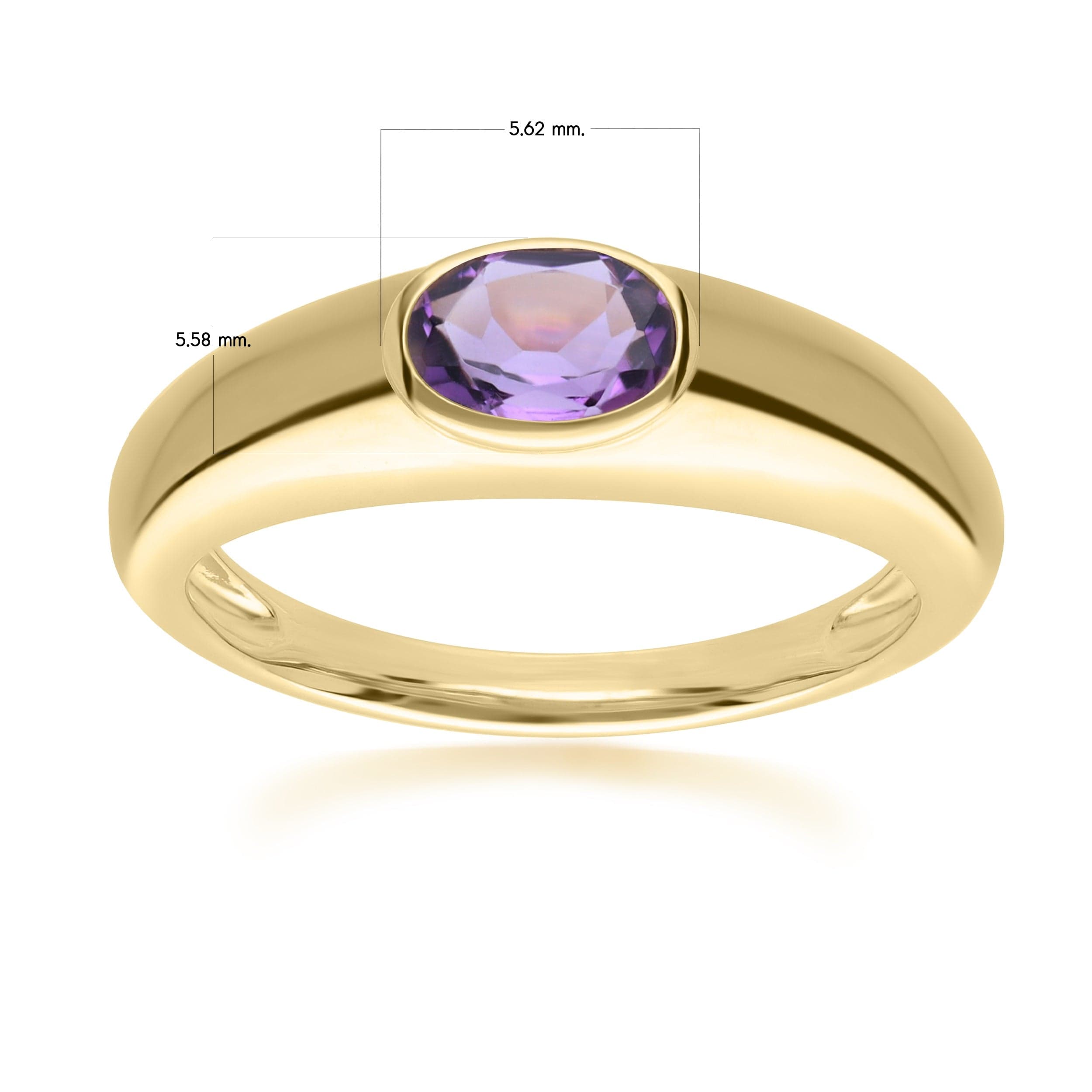 270R065103925 Modern Classic Oval Amethyst Ring in 18ct Gold Plated Silver 4
