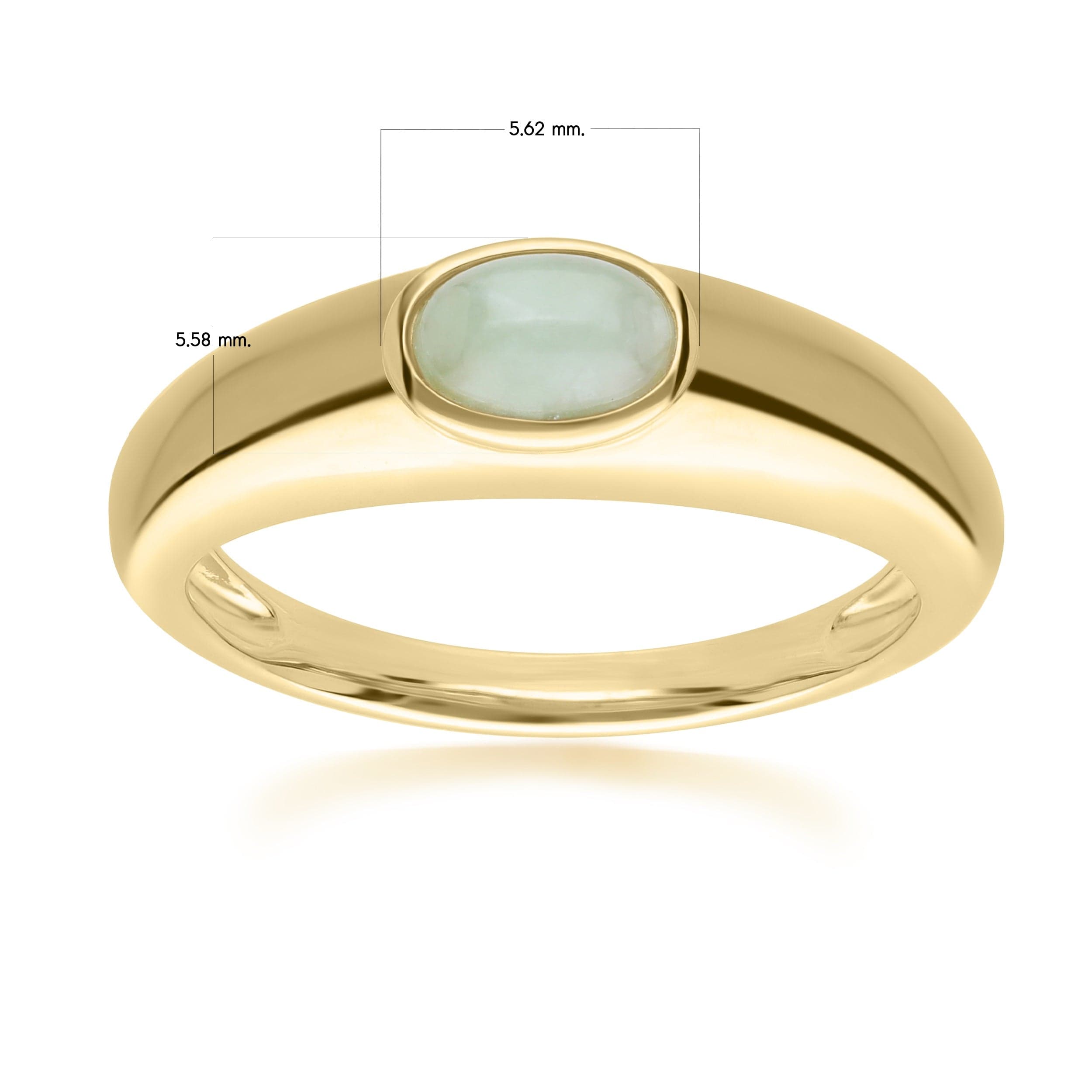 270R065202925 Modern Classic Oval Jade Green Ring in 18ct Gold Plated Silver 4