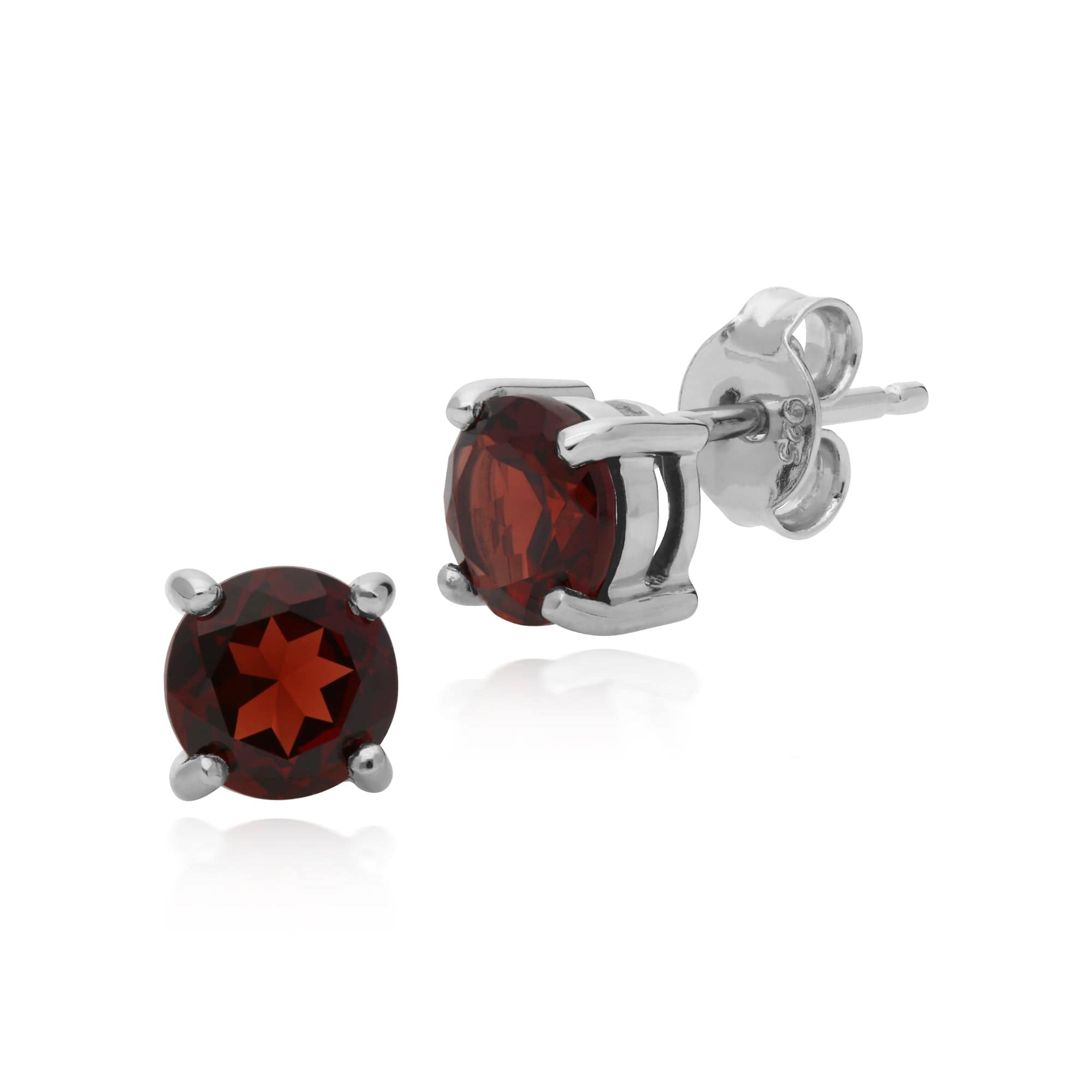 270E015306925 Essential Round Garnet Claw Set Stud Earrings in 925 Sterling Silver 1
