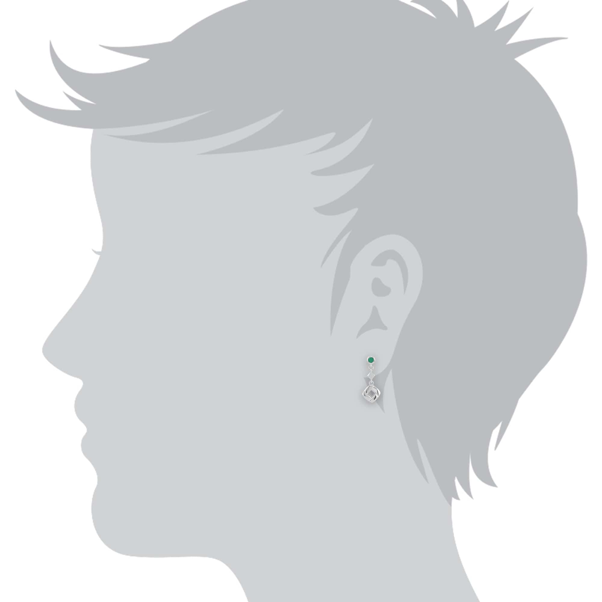 Classic Round Emerald Square Crossover Drop Earrings in 925 Sterling Silver - Gemondo