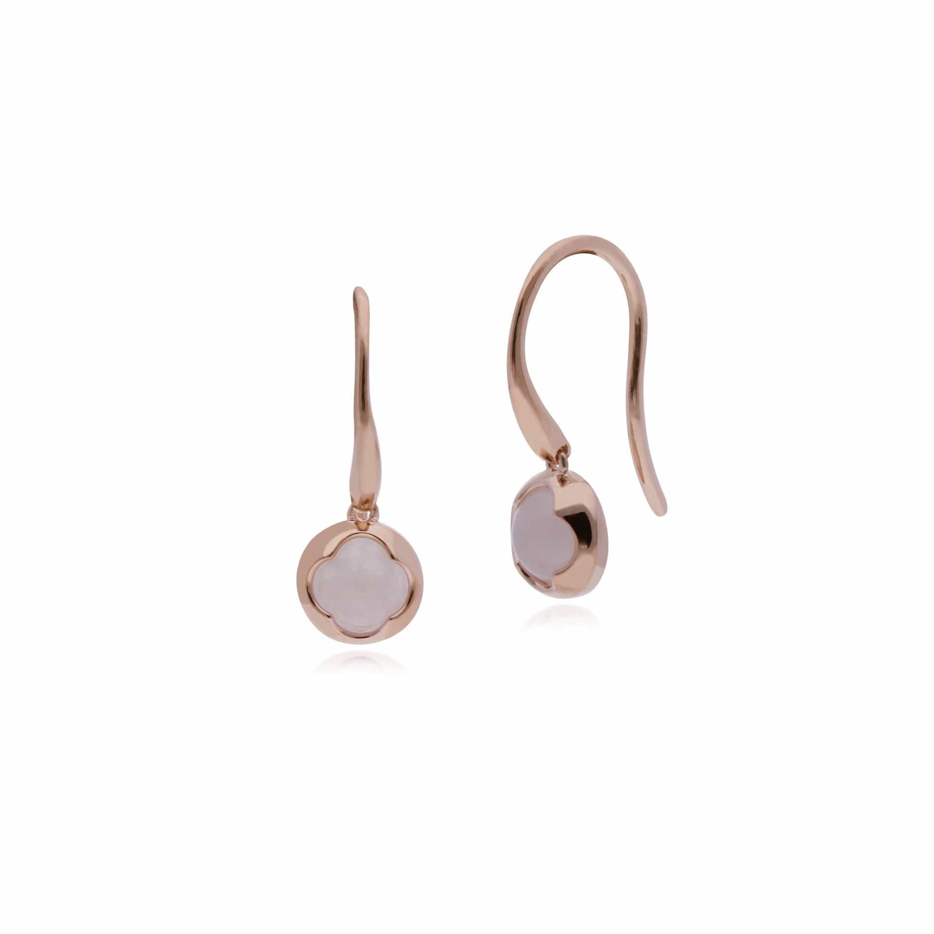 270E023201925SAM Gemondo Rose Plated Sterling Silver Sugarloaf Rose Quartz Small Drop Earrings 1