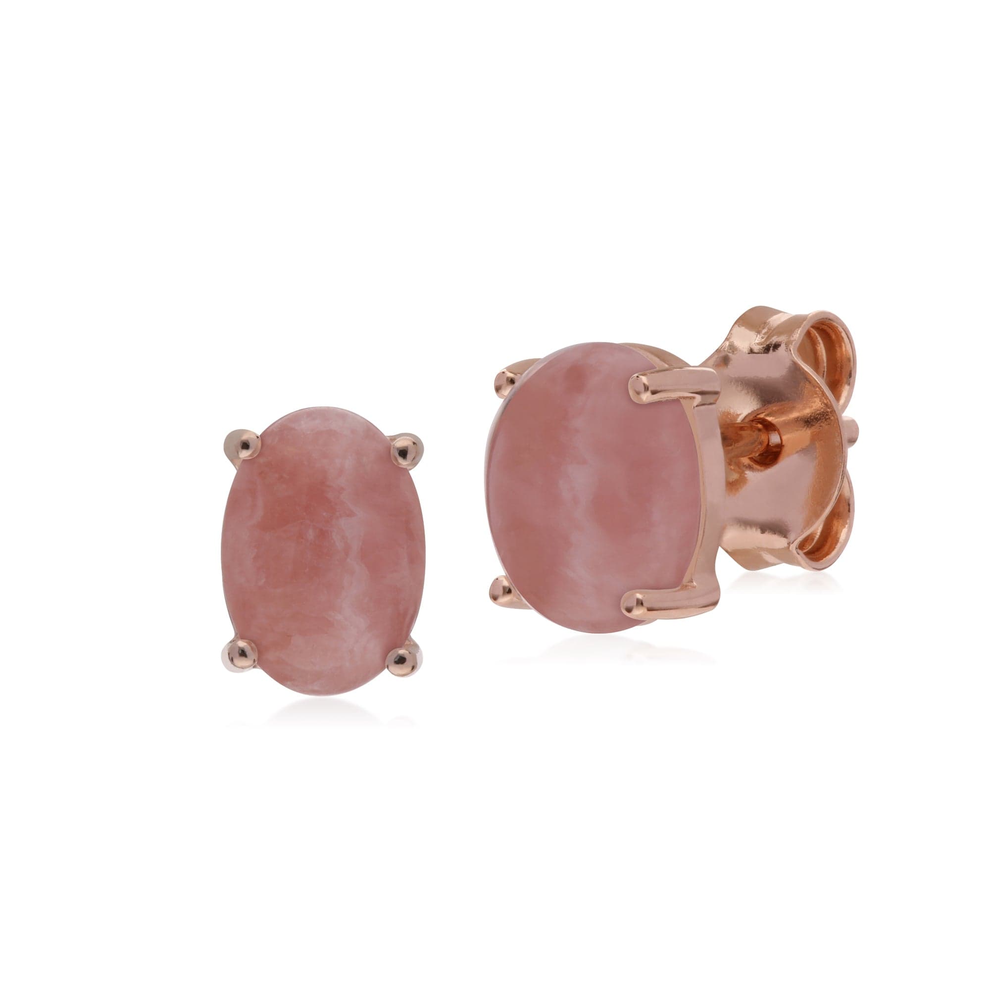 270E024004925-270P023904925 Classic Oval Rhodochrosite Stud Earrings & Pendant Set in Rose Gold Plated 925 Sterling Silver 2