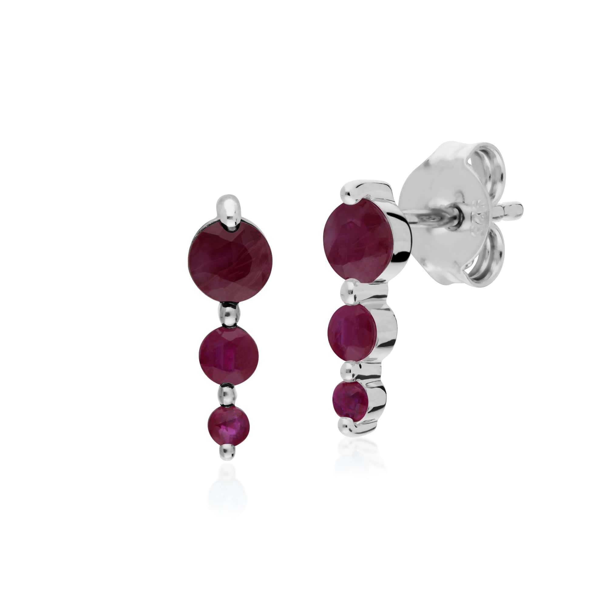 270E025505925 Classic Round Ruby Gradient Drop Stud Earrings in 925 Sterling Silver 1