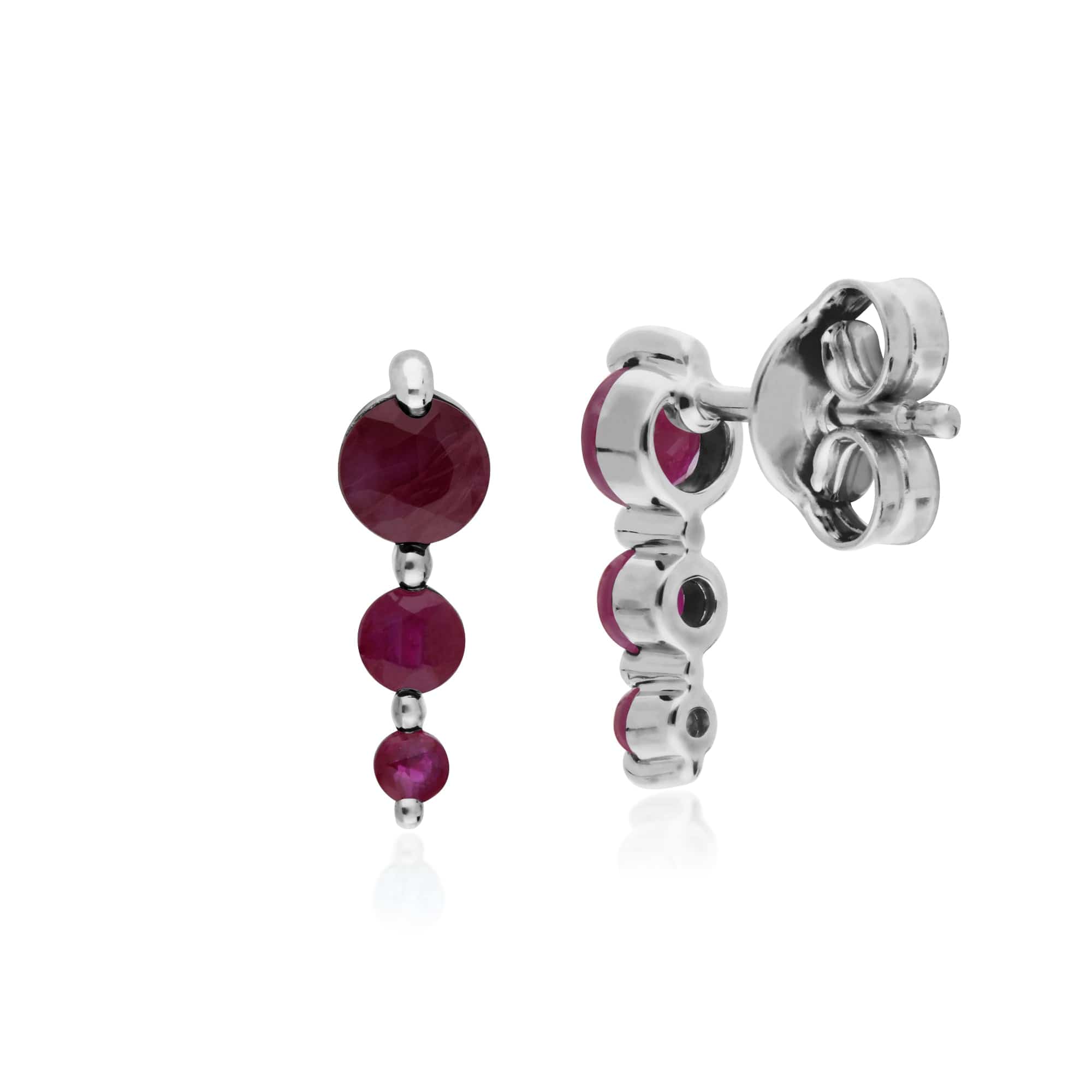 270E025505925 Classic Round Ruby Gradient Drop Stud Earrings in 925 Sterling Silver 2