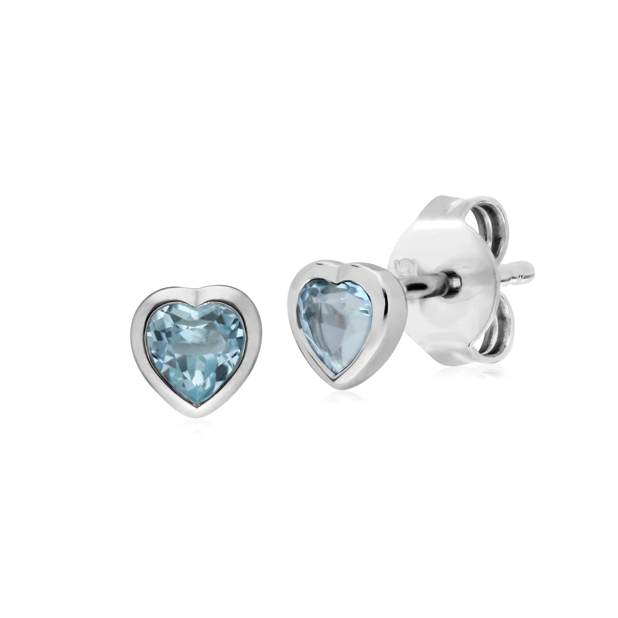 270E026102925-270P028702925 Classic Heart Blue Topaz Stud Earrings & Pendant Set in 925 Sterling Silver 2