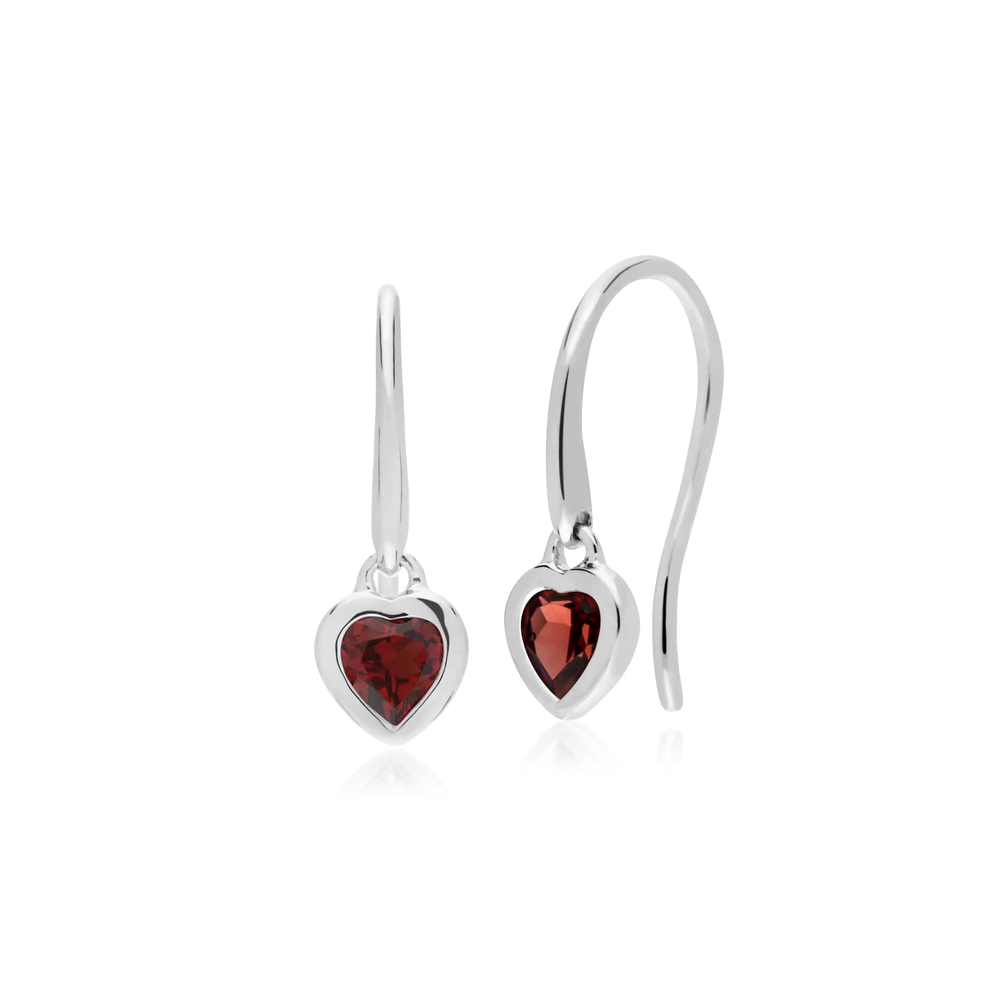 270E026203925 Essential Heart Shaped Garnet Drop Earrings in 925 Sterling Silver 1