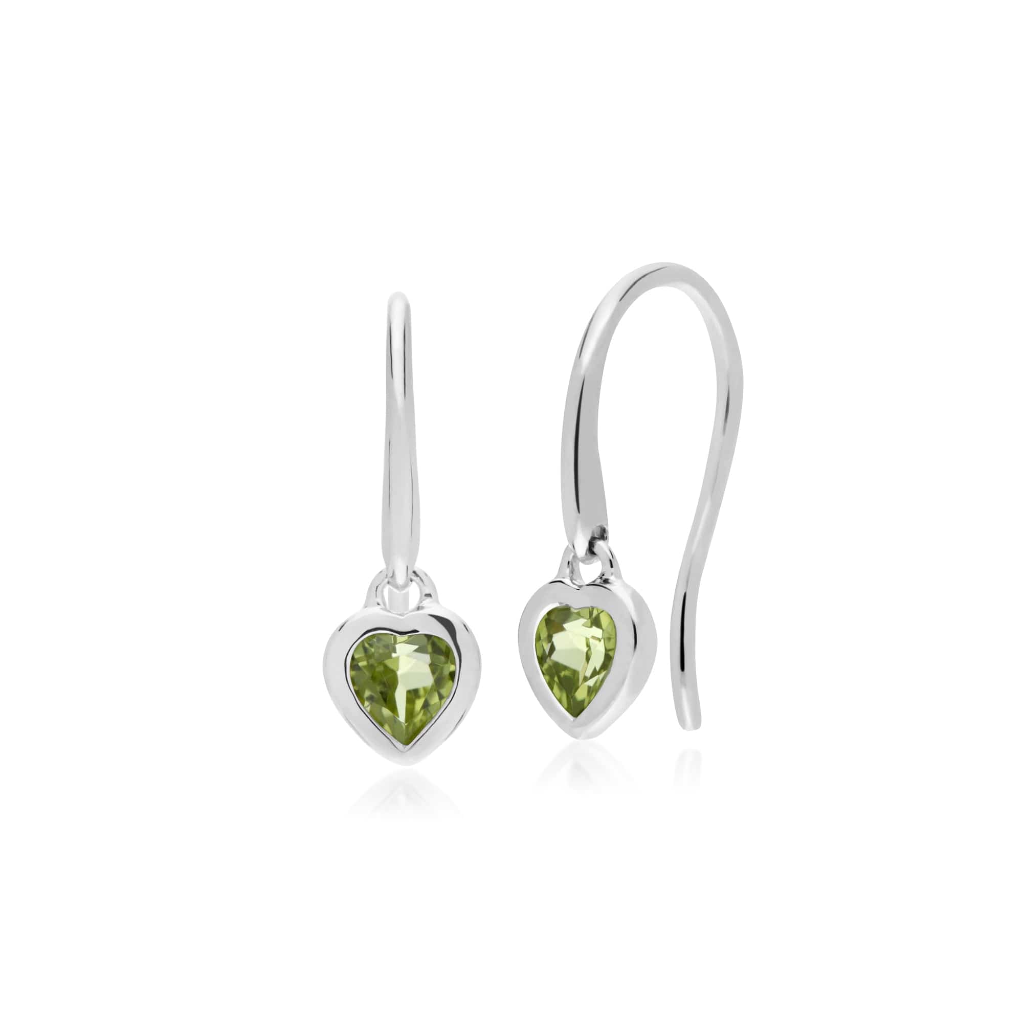 270E026204925 Essential Heart Shaped Peridot Drop Earrings in 925 Sterling Silver 1