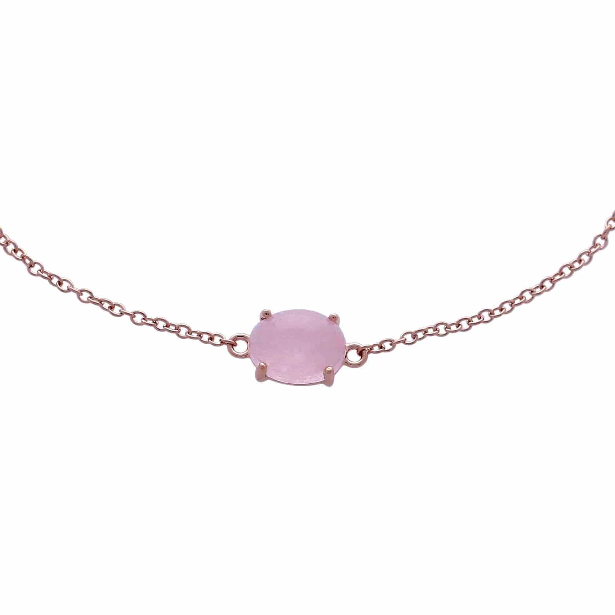 Classic Oval Milky Morganite Single Stone Bracelet In Rose Gold Silver - Gemondo