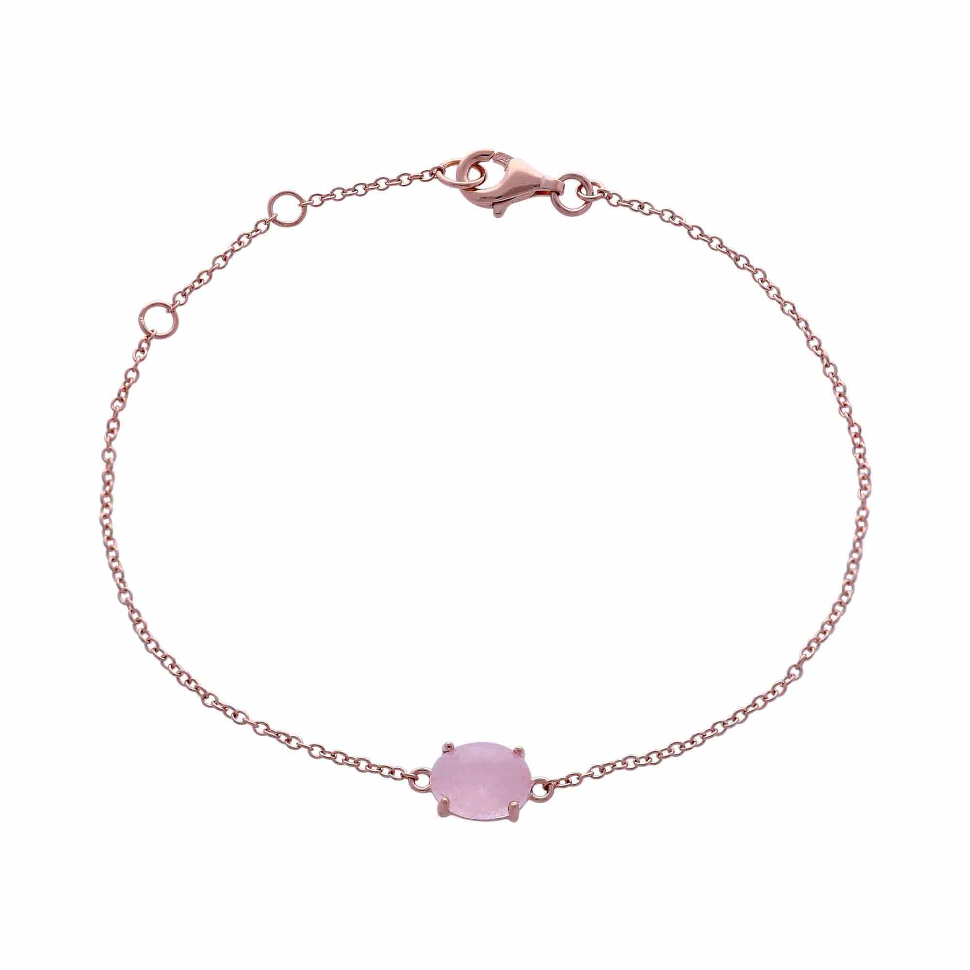 Classic Oval Milky Morganite Single Stone Bracelet In Rose Gold Silver - Gemondo